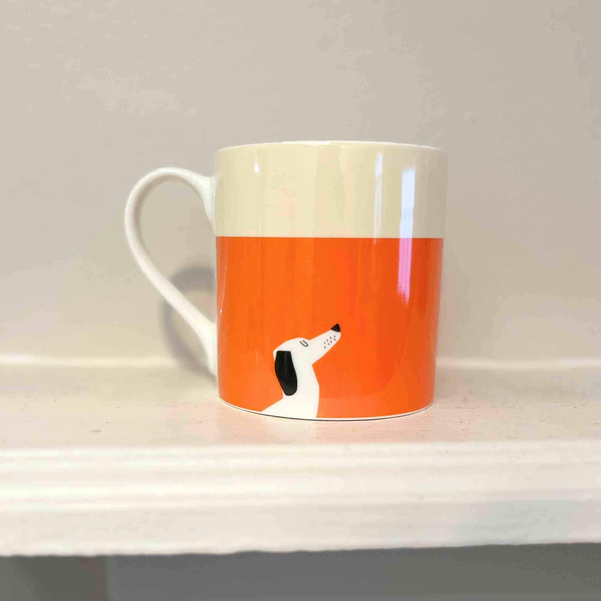 Happiness Sausage Dog | Orange Bone China Mug