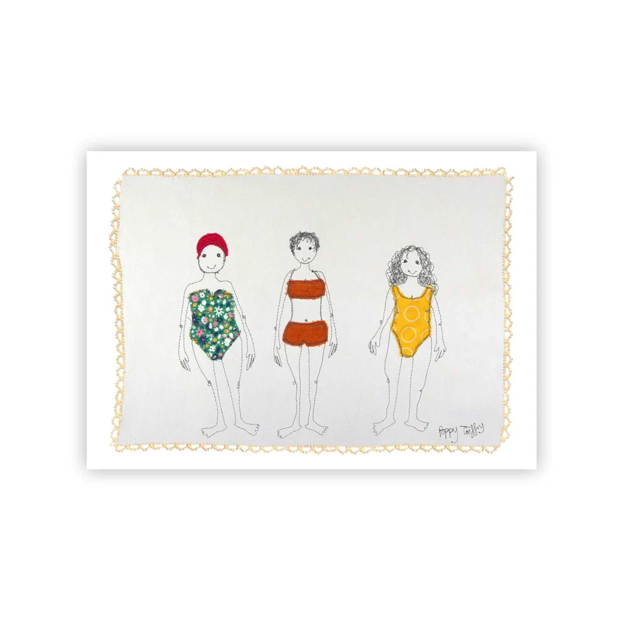 Bathers embroidered print