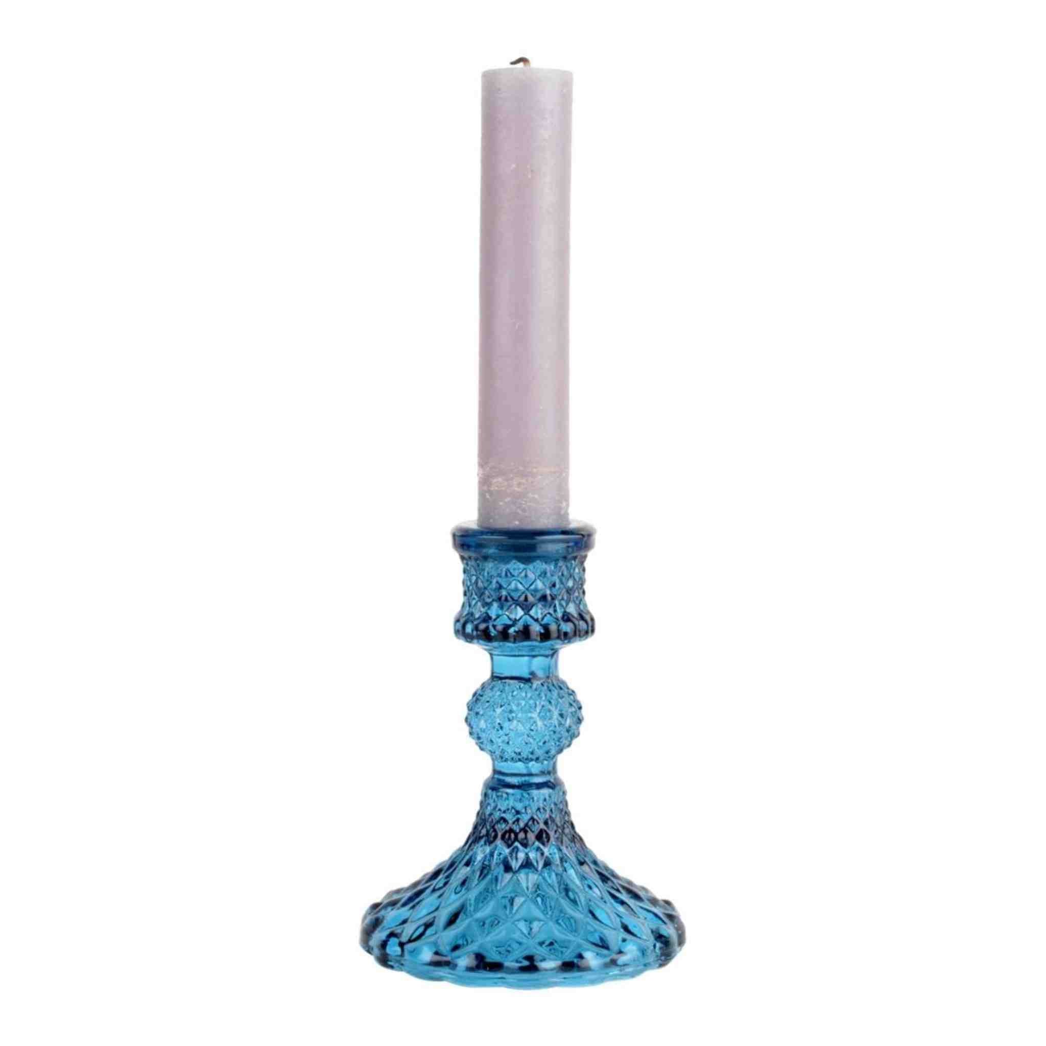 Blue Glass Candlestick