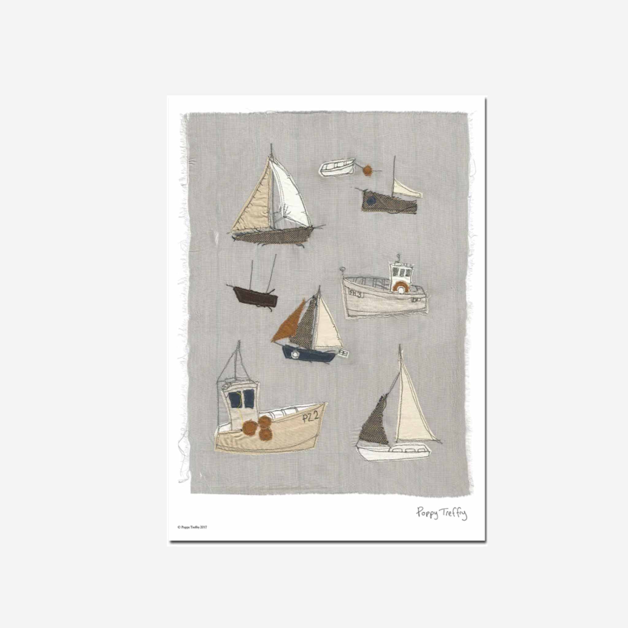 embroidered boats print