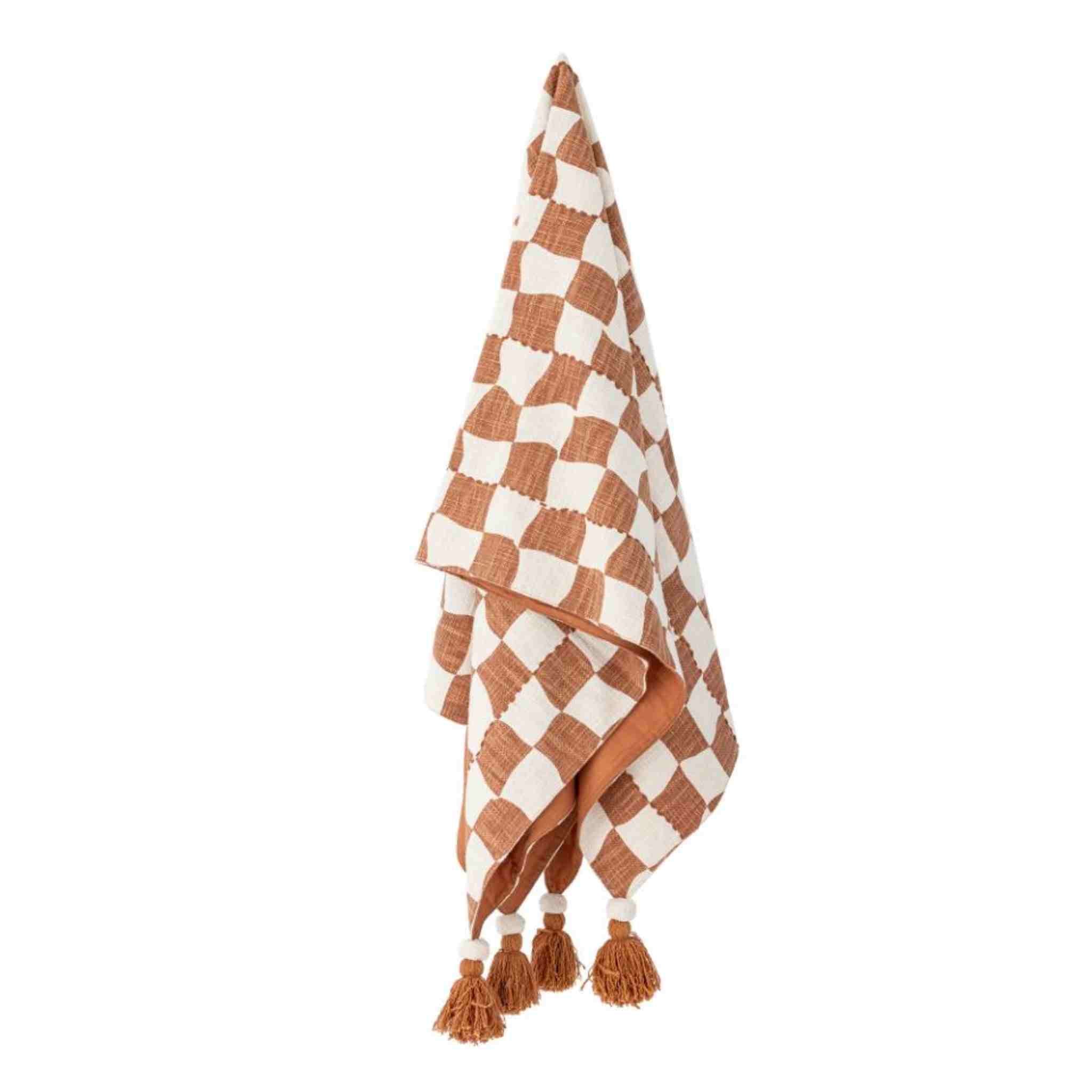 Brown & White OEKO-TEX® Cotton Throw