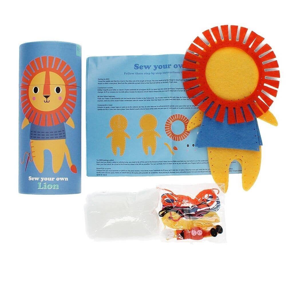 Children's craft kit with lion design on a white background