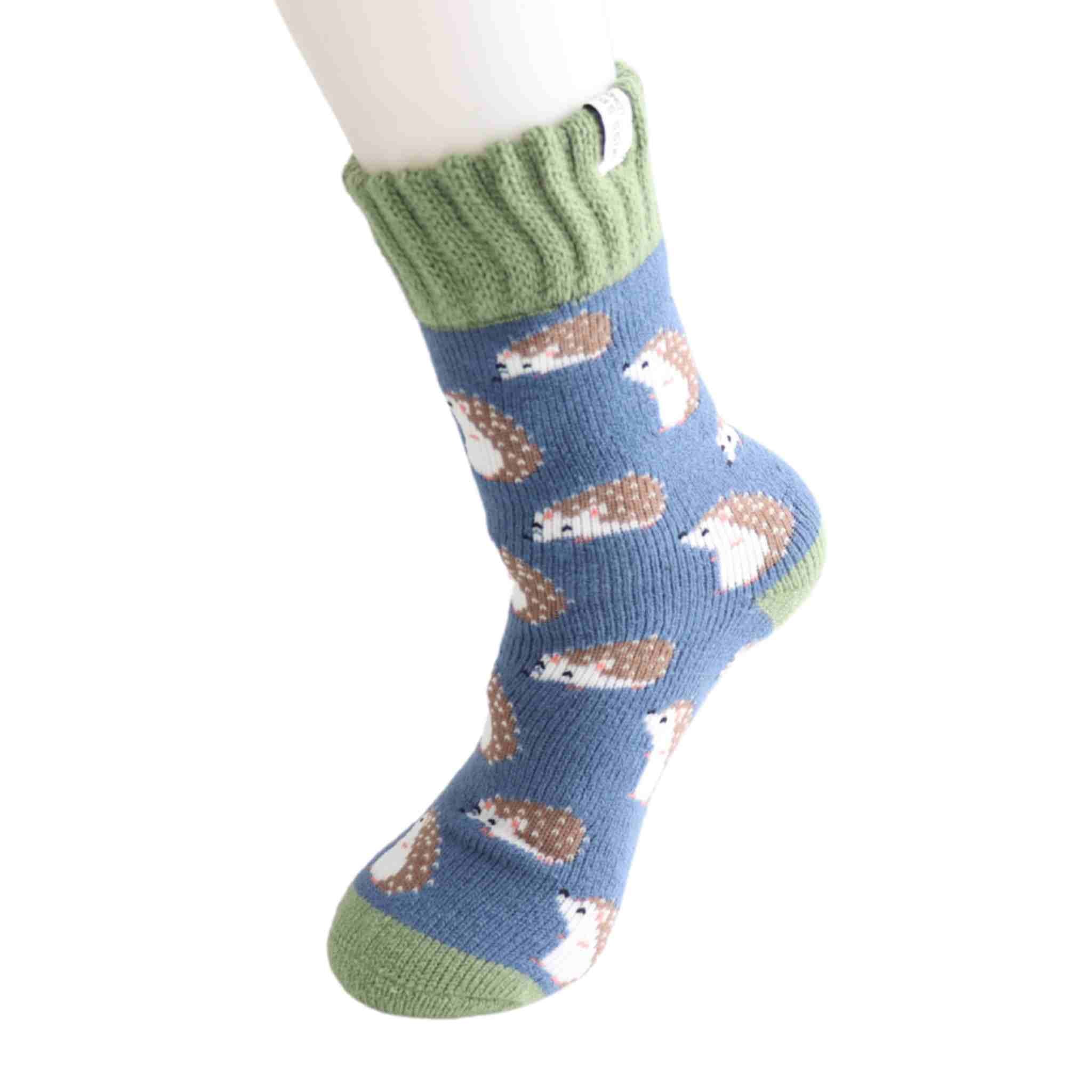 Cute Hedgehog Winter Socks | Blue