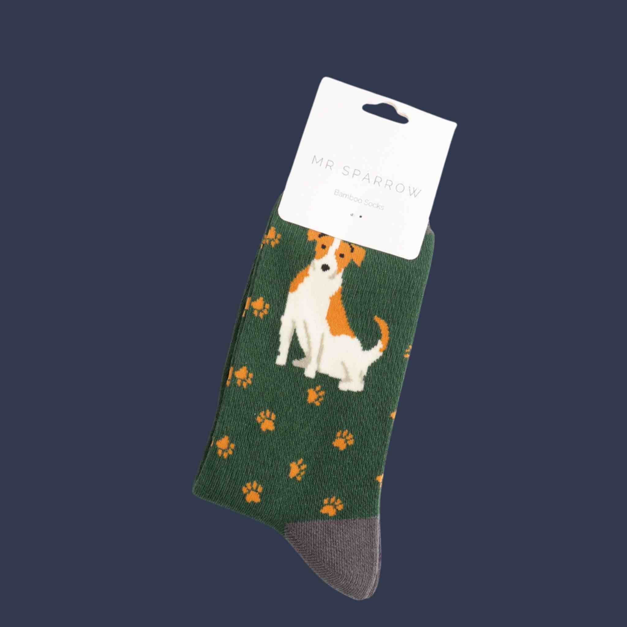 Cute Jack Russell Socks | Green (Men)