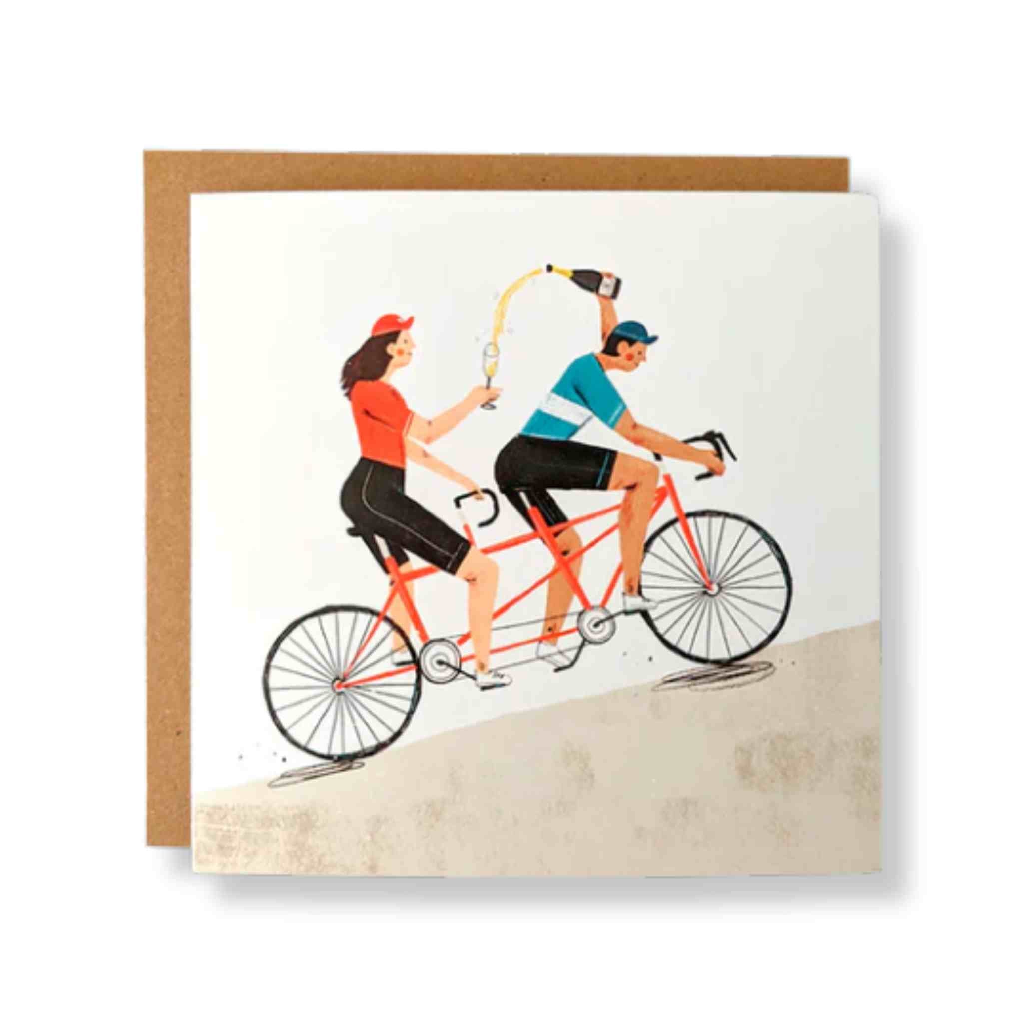 Cycle & Champagne Greetings Card