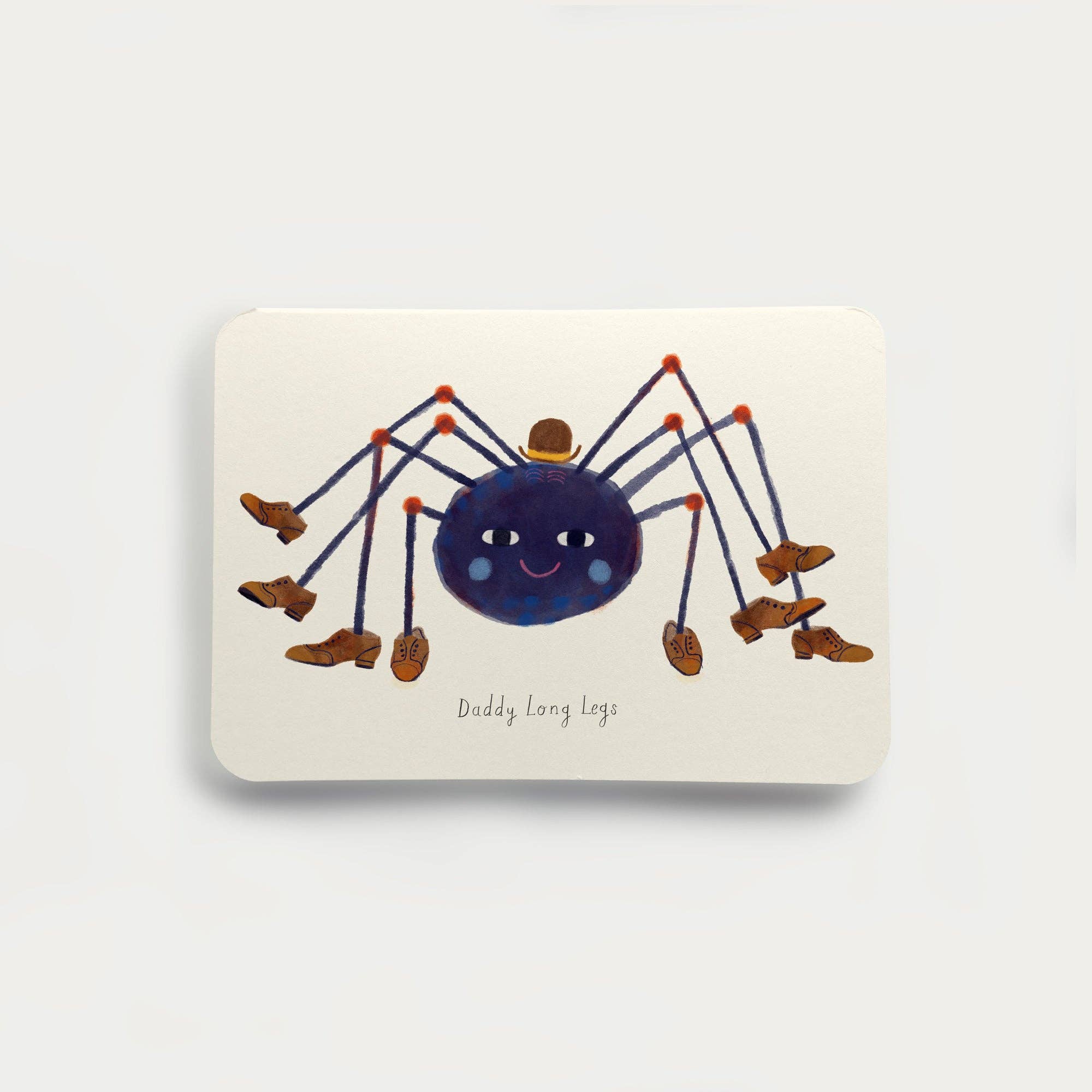 Card with a spider illustration and 'Daddy long legs' text on a white background