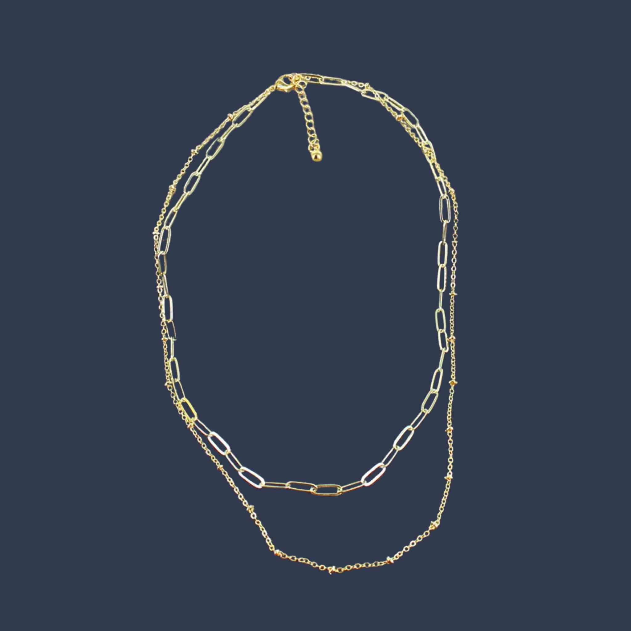 Double Strand Chain Necklace | Gold-Plate