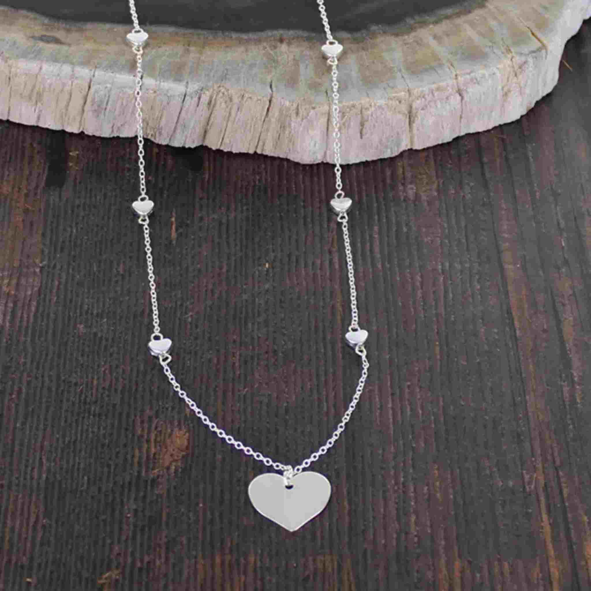 Delicate Heart Necklace on Chain | Silver-Plate