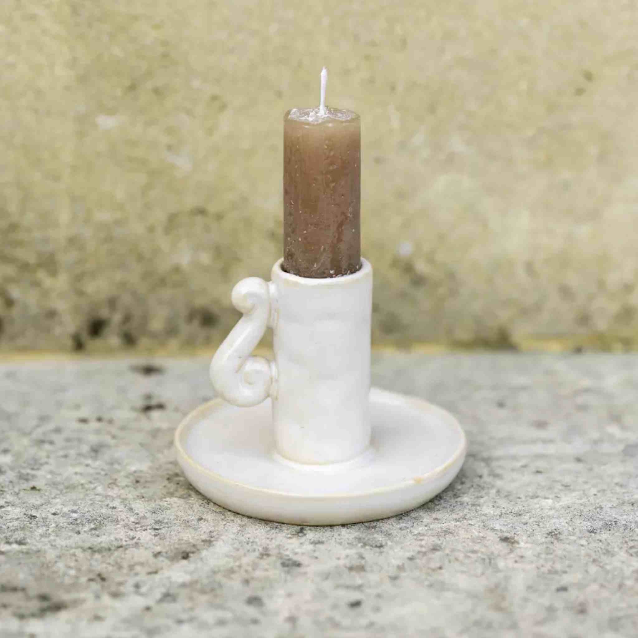 Glazed Stoneware Candle Holder
