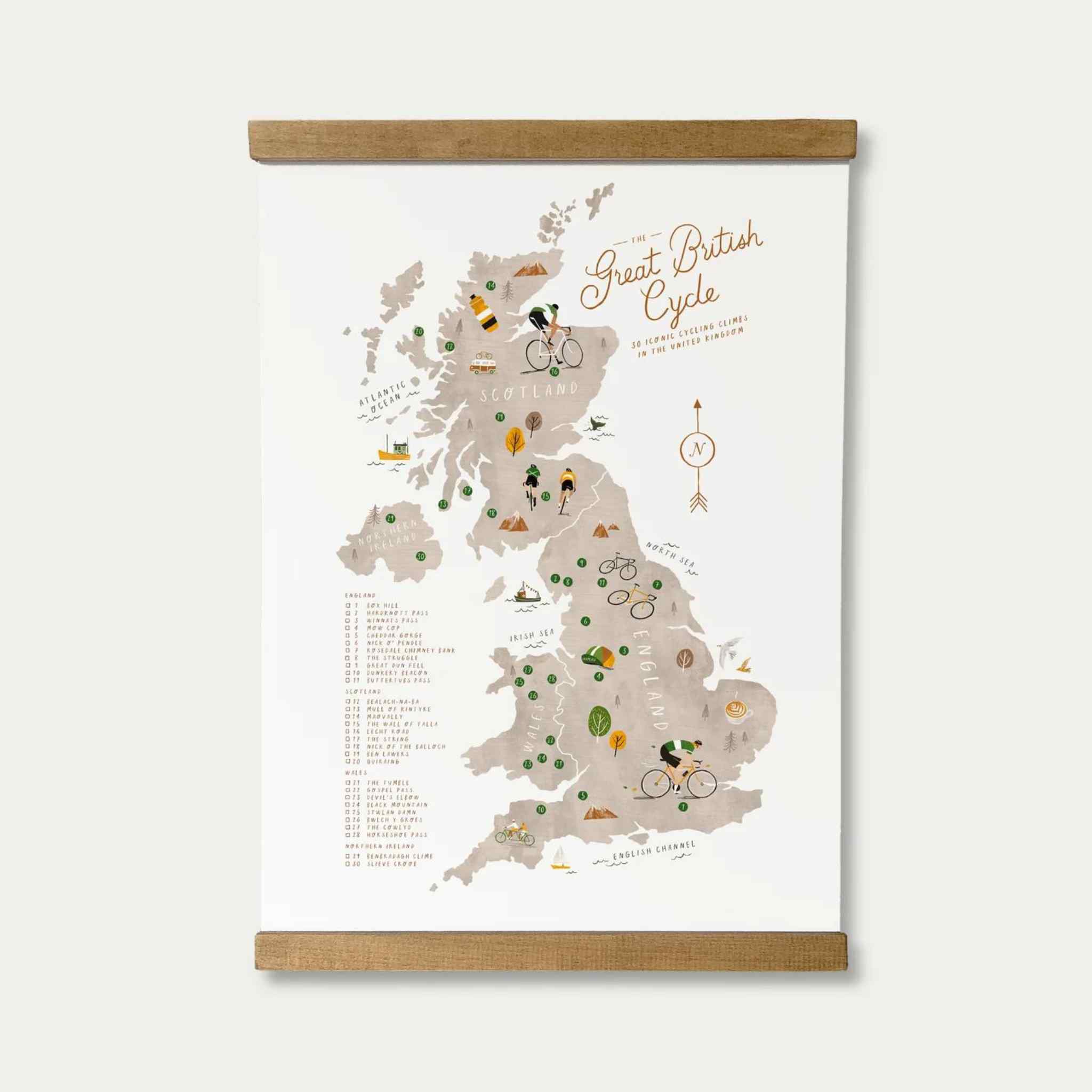 Great British Cycle A3 Map & Wall Print
