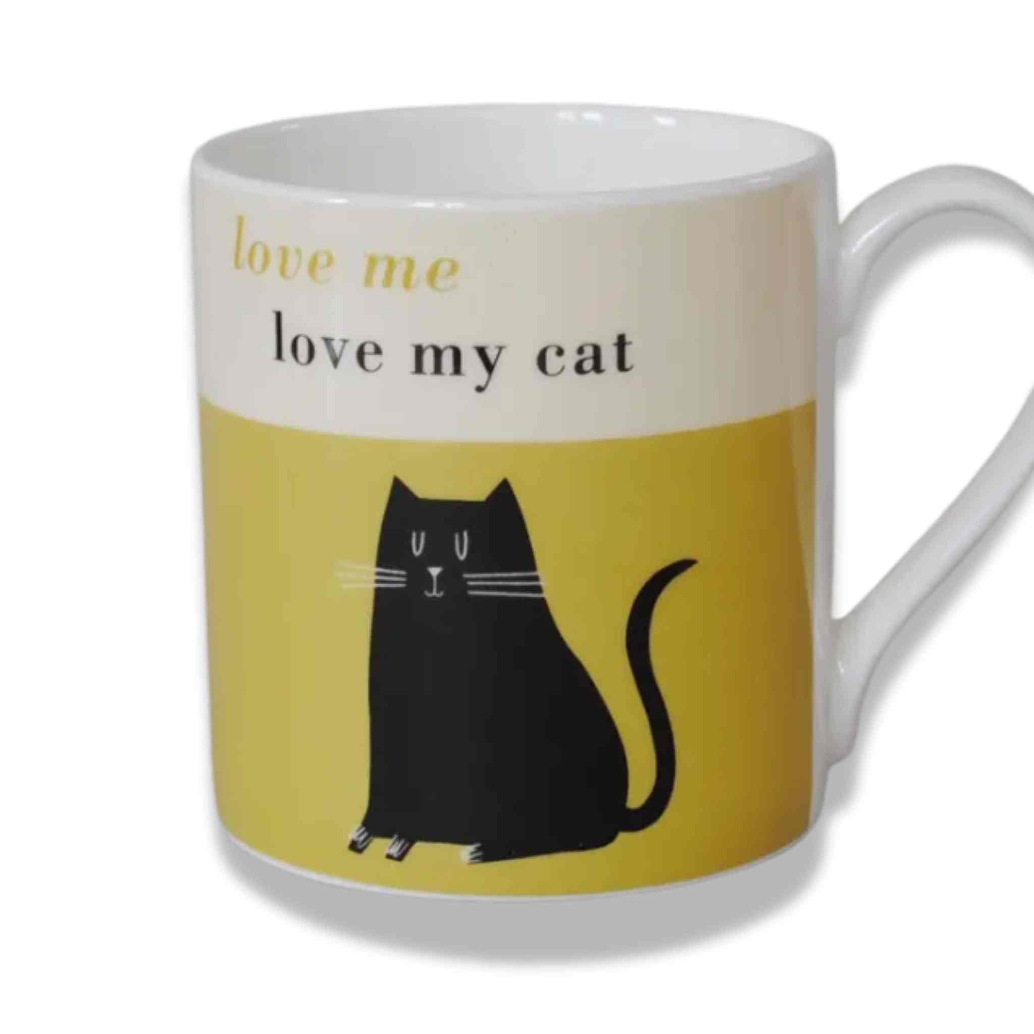 Happiness Black Cat | Olive Bone China Mug