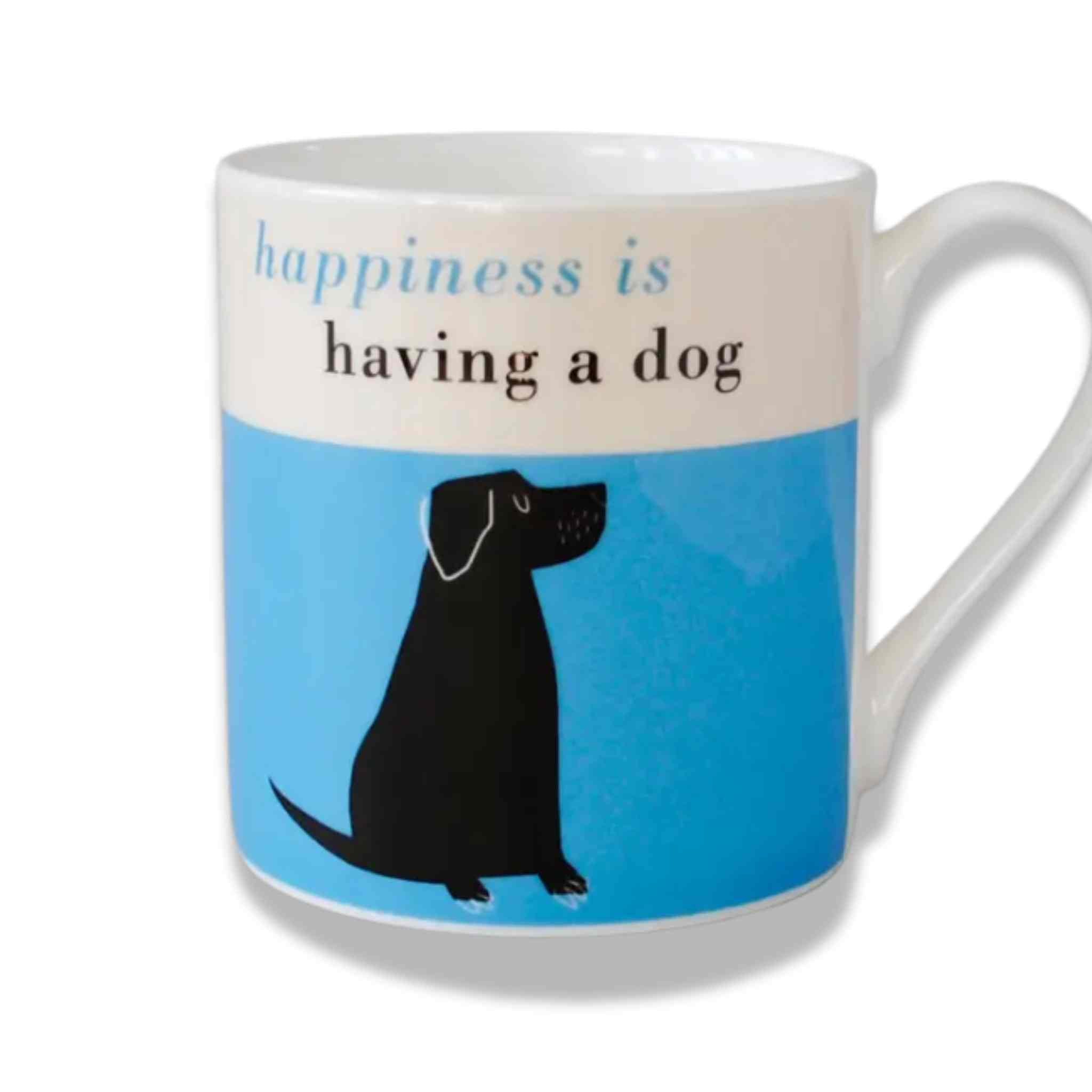 Happiness Black Lab | Turquoise Bone China Mug