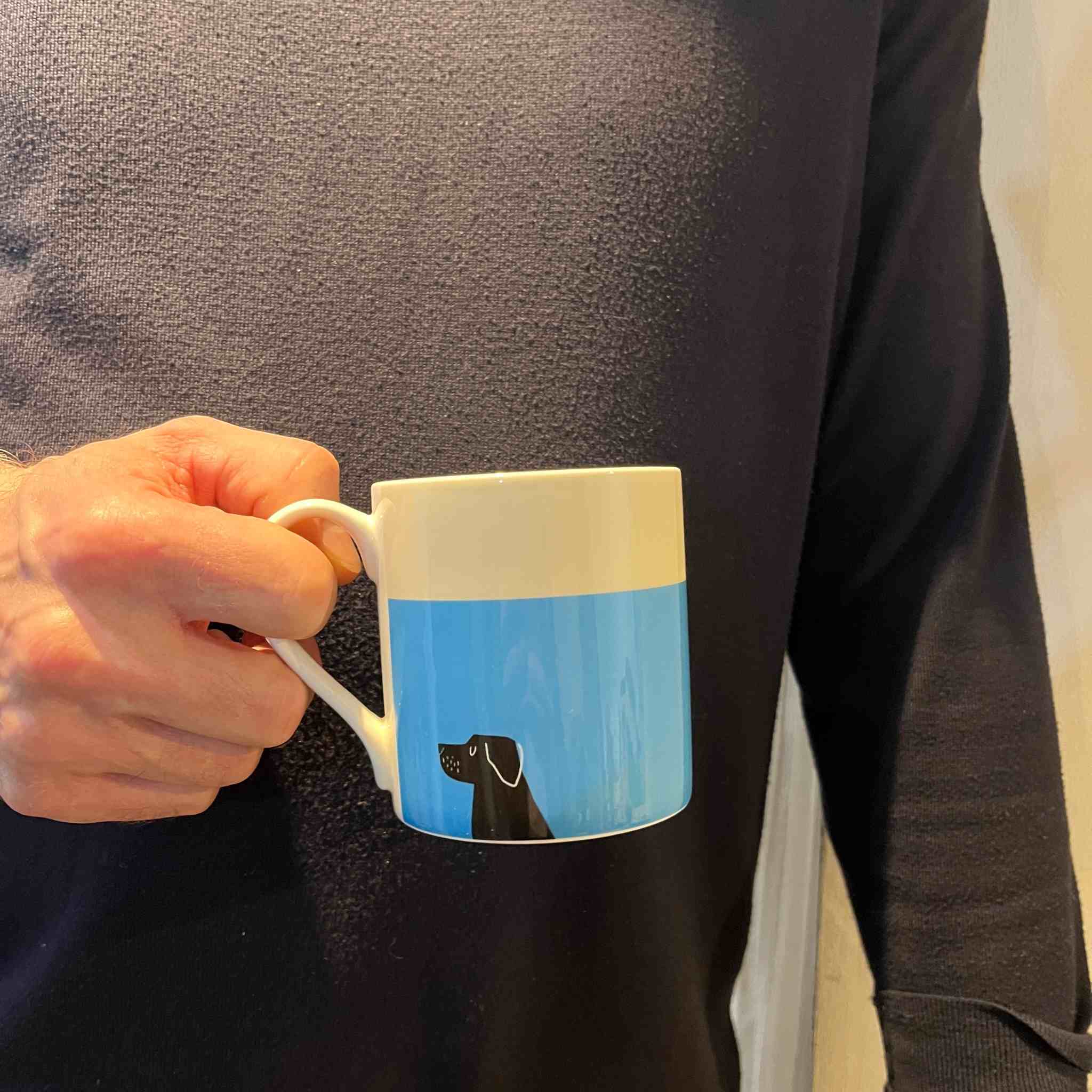 Happiness Black Lab | Turquoise Bone China Mug