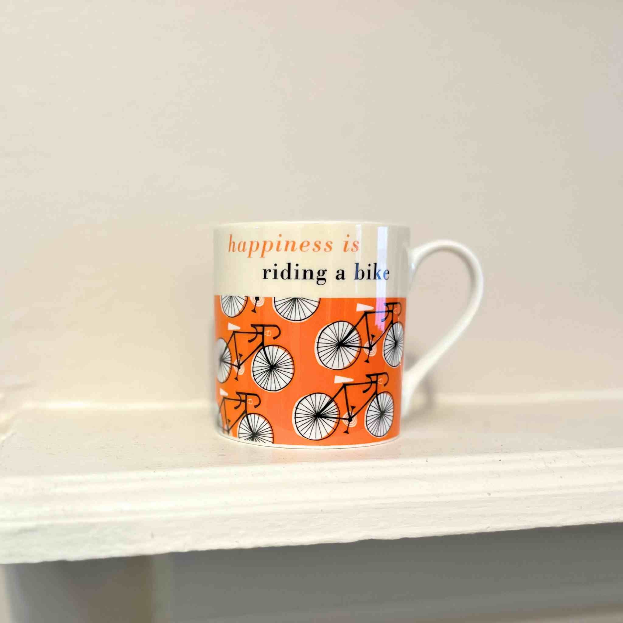 Happiness Cycling | Orange Bone China Mug