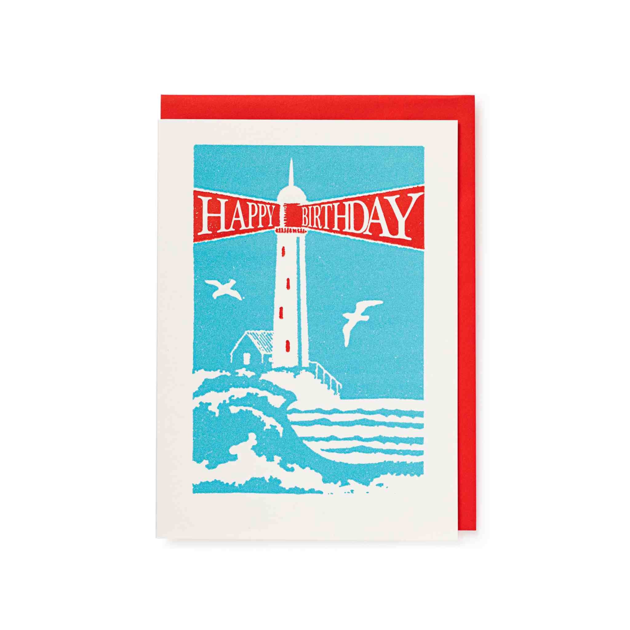 Lighthouse Happy Birthday Card | Letterpress Printed