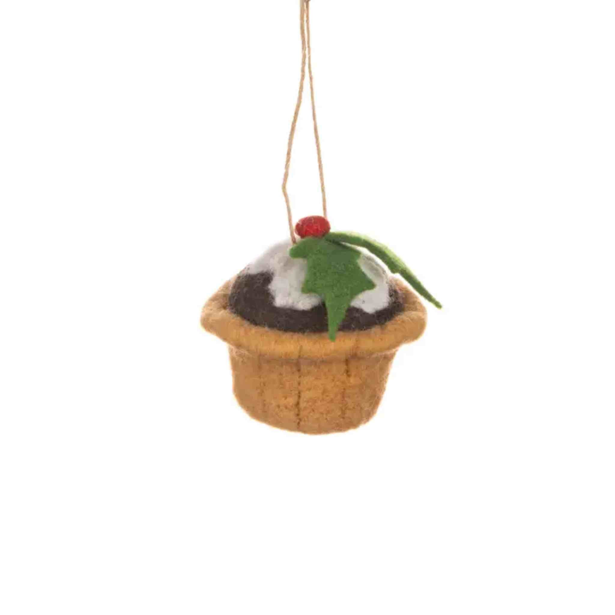 Mince Pie with Holly | Hanging Decoration