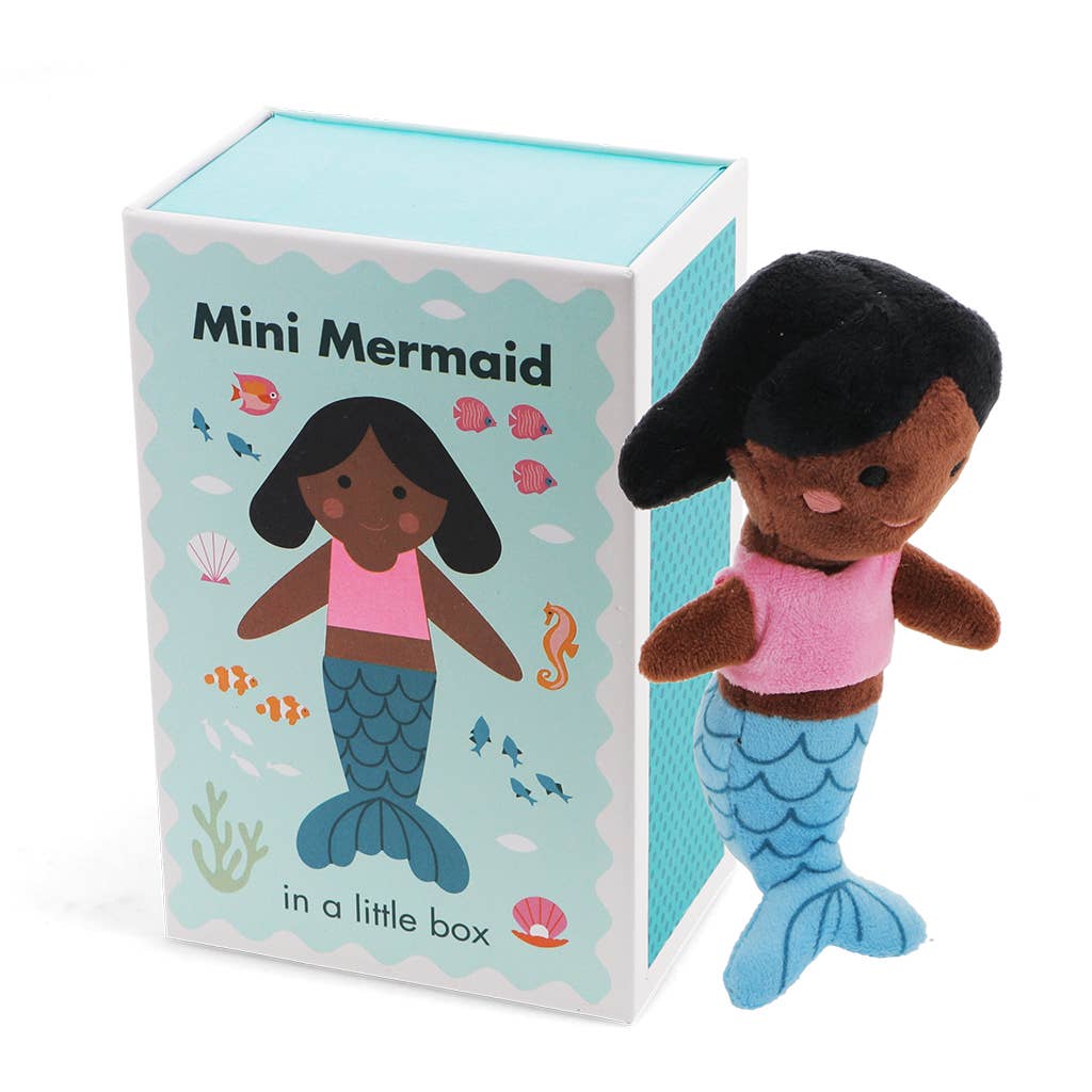 Mini mermaid plush toy with packaging on a white background