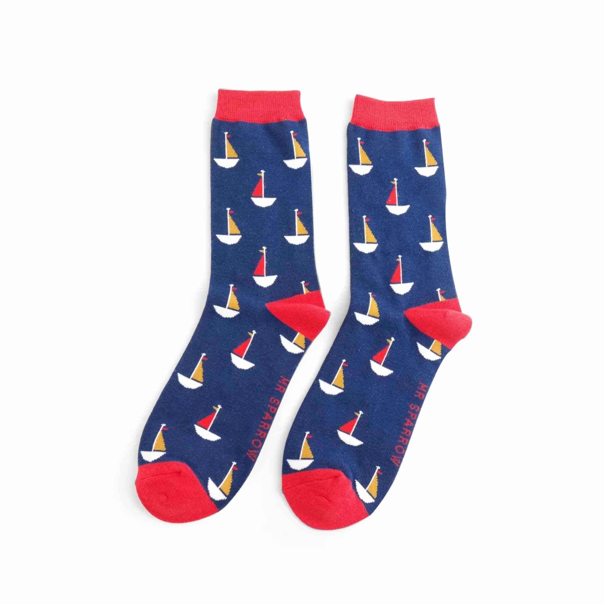 Little Boats Sailing Socks | Navy (Men)