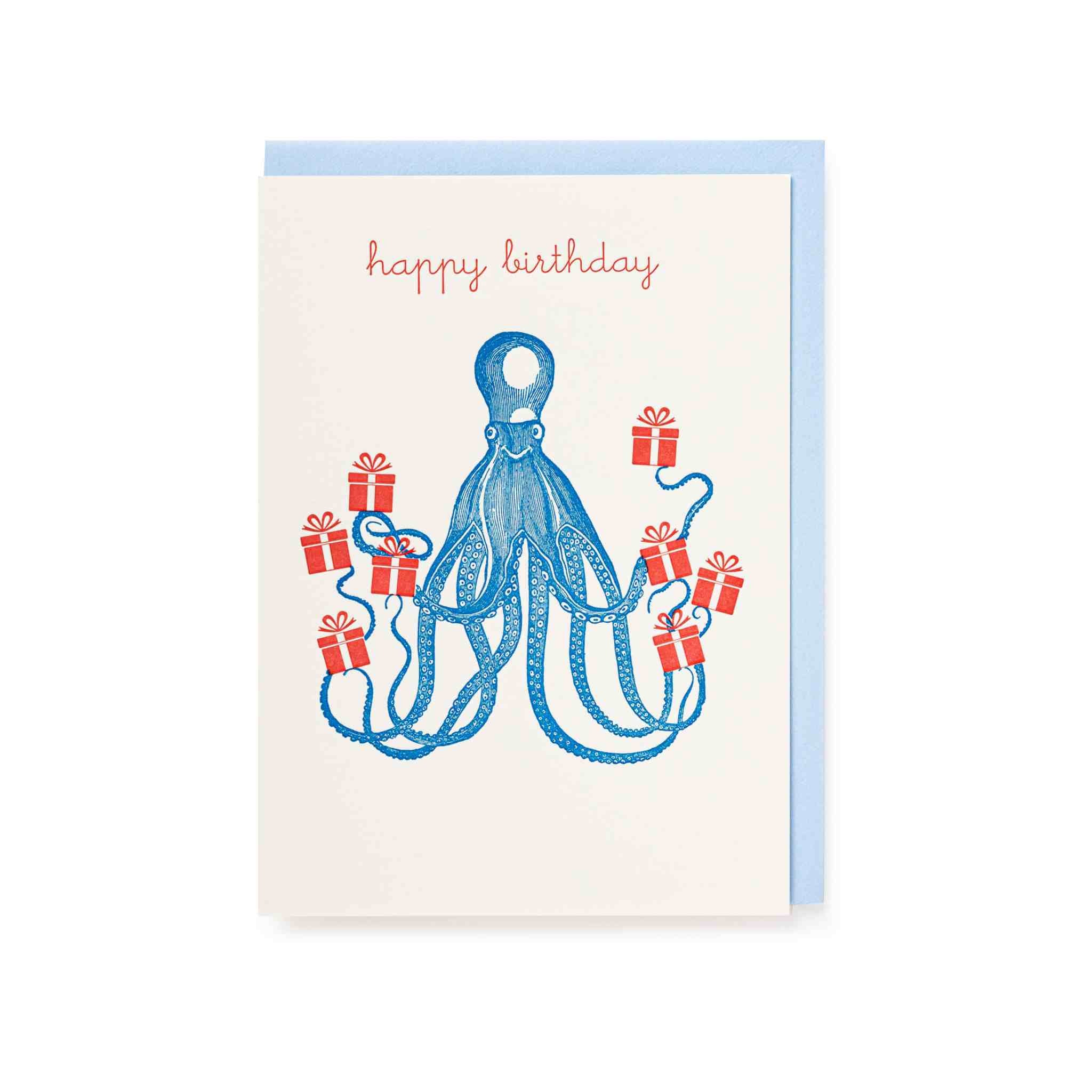 Octopus Happy Birthday Card | Letterpress Printed