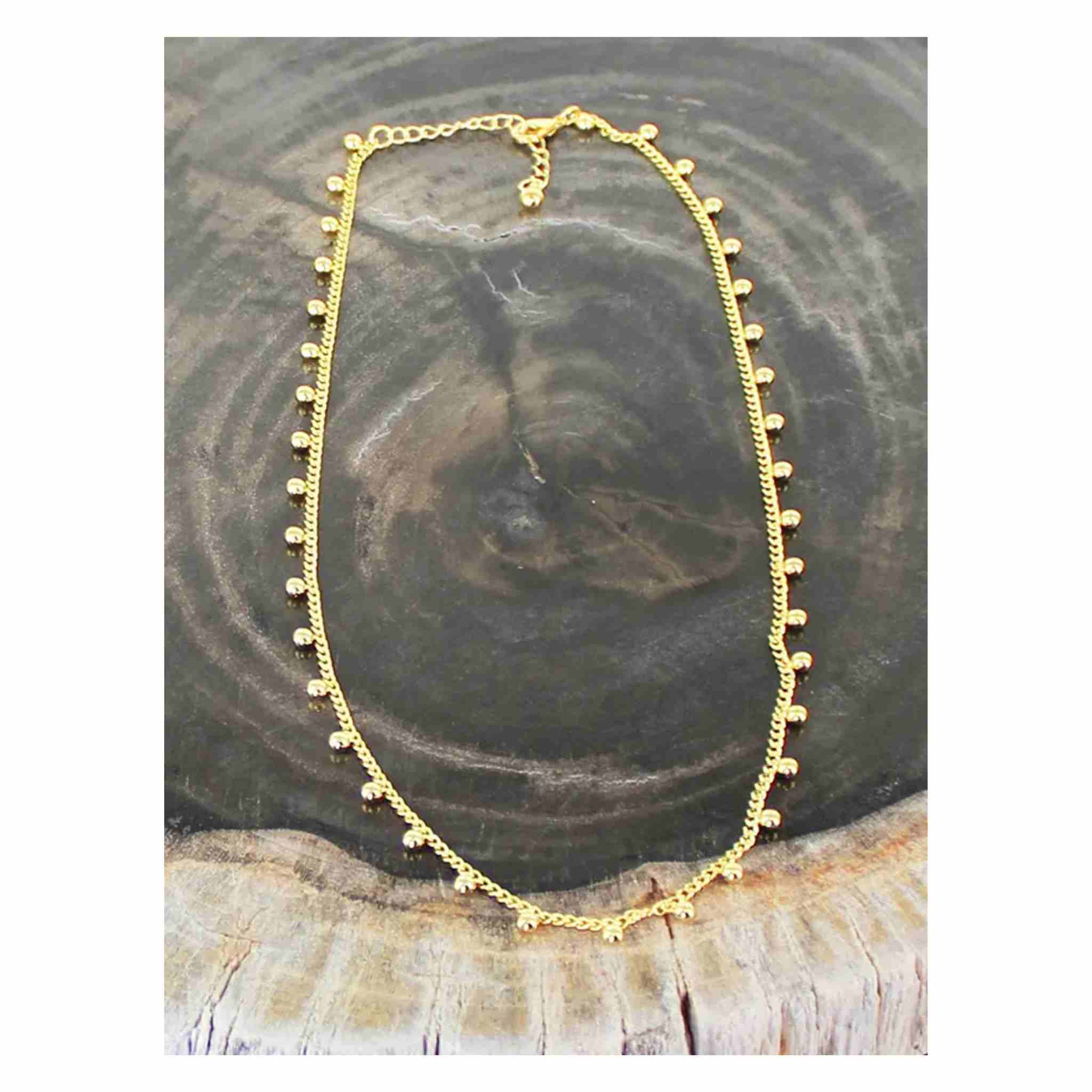 Short Delicate Ball Necklace | Gold-Plate