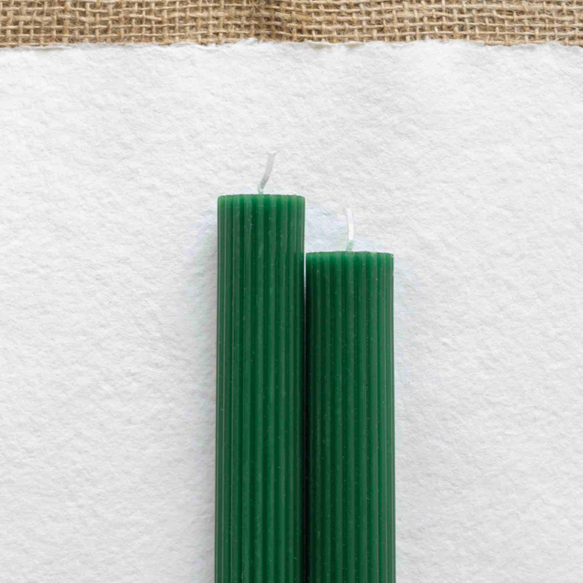 Scalloped Dinner Candle | Emerald