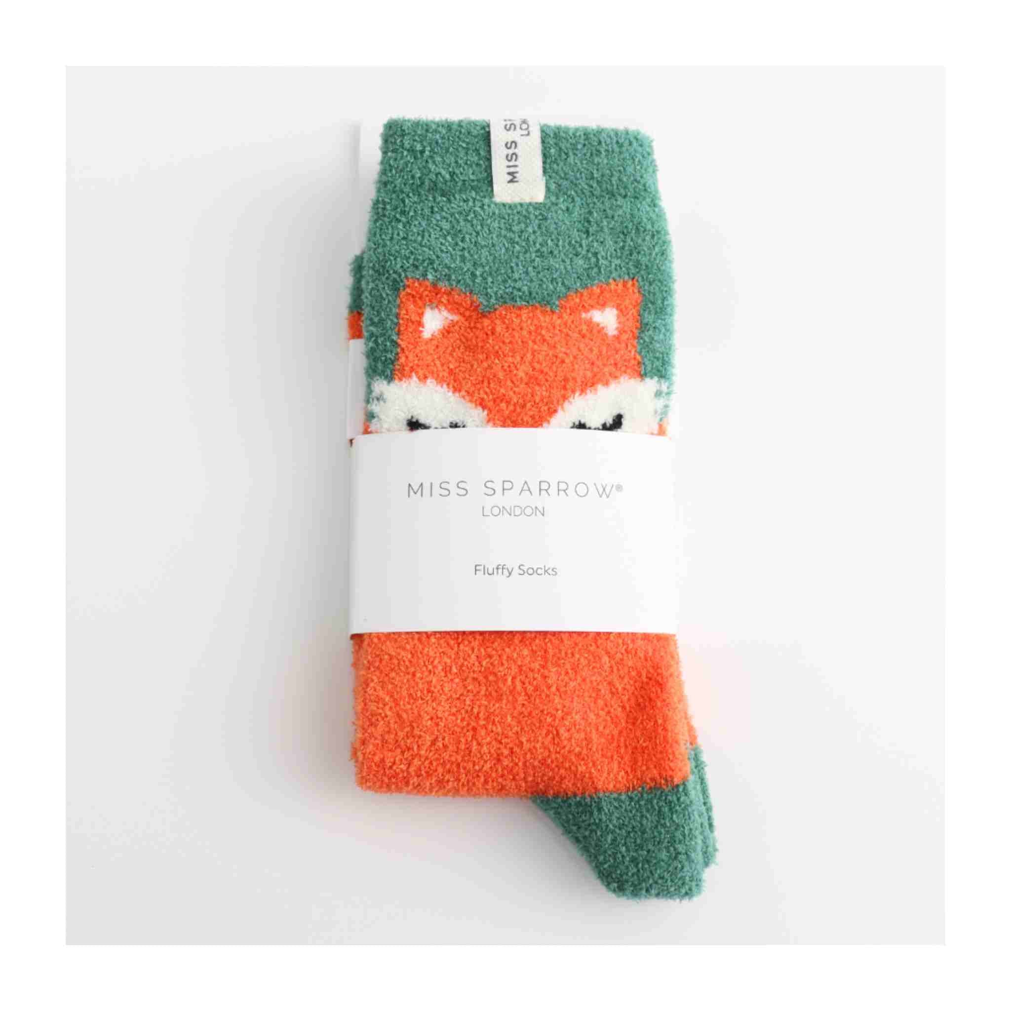 Sleepy Fox Fluffy Socks | Green