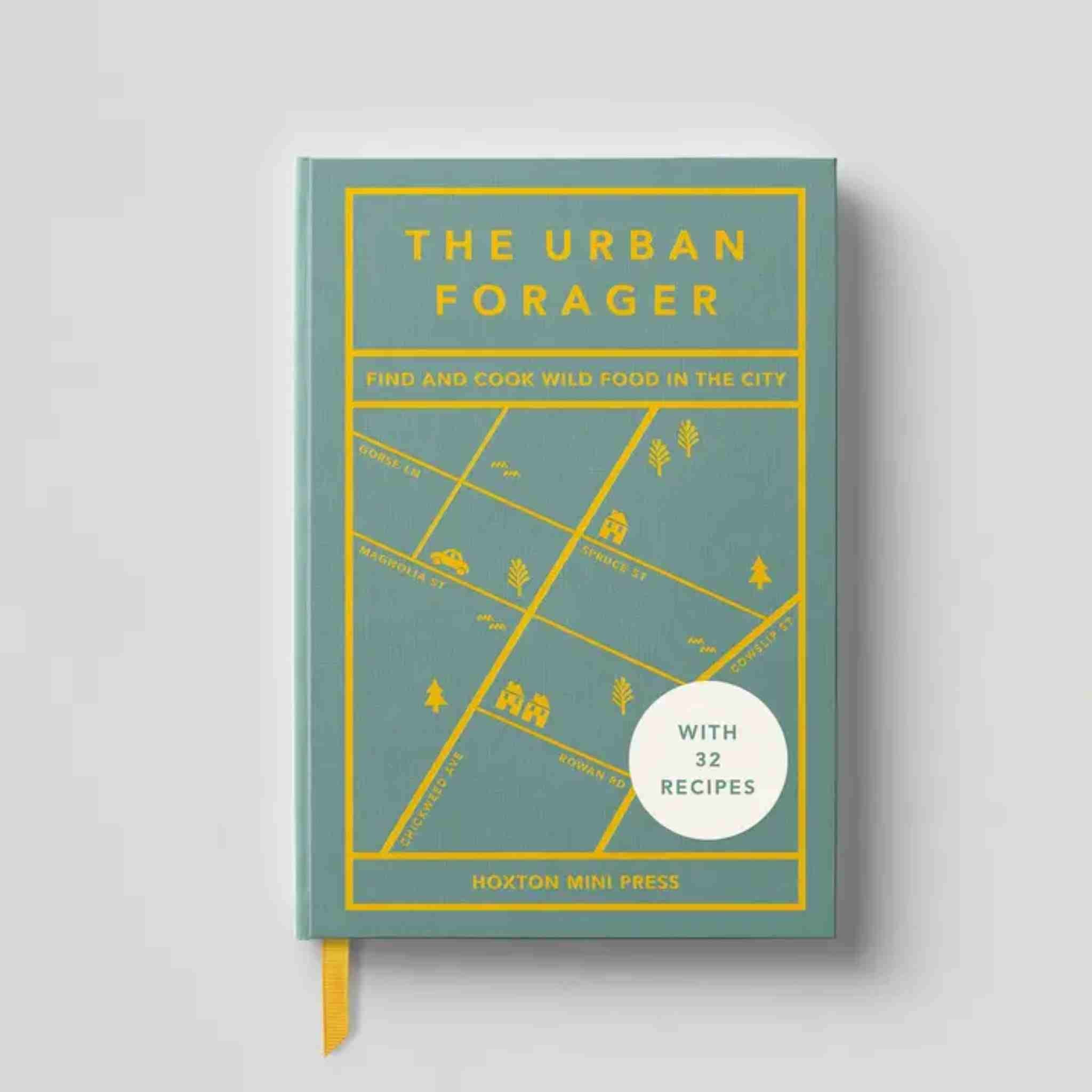 Book titled 'The Urban Forager' with a green cover and yellow text on a white background