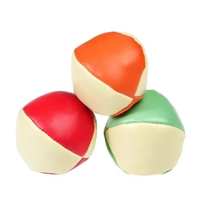 Three colorful juggling balls on a white background