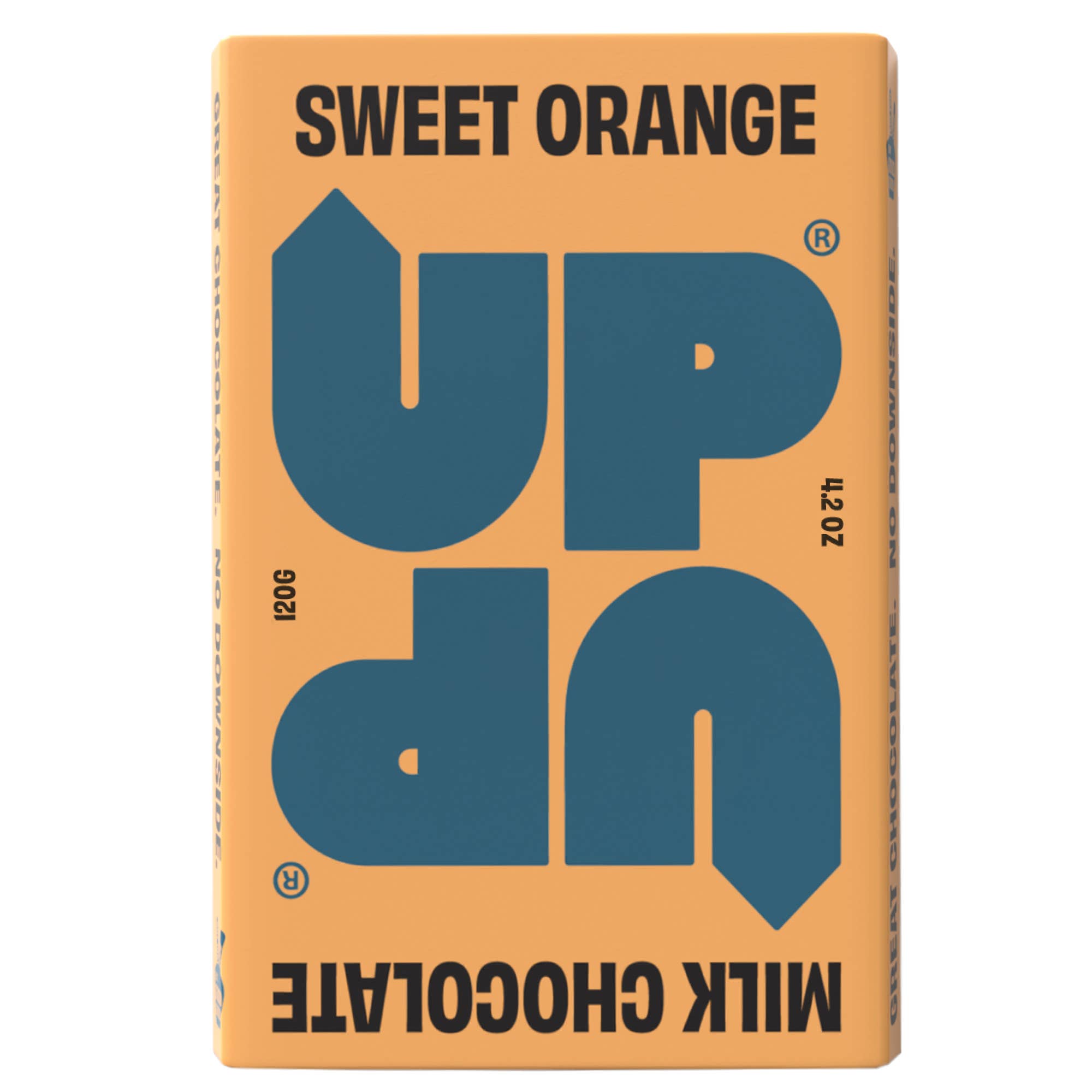 Box of Sweet Orange and Milk Chocolate by Up Up on a white background