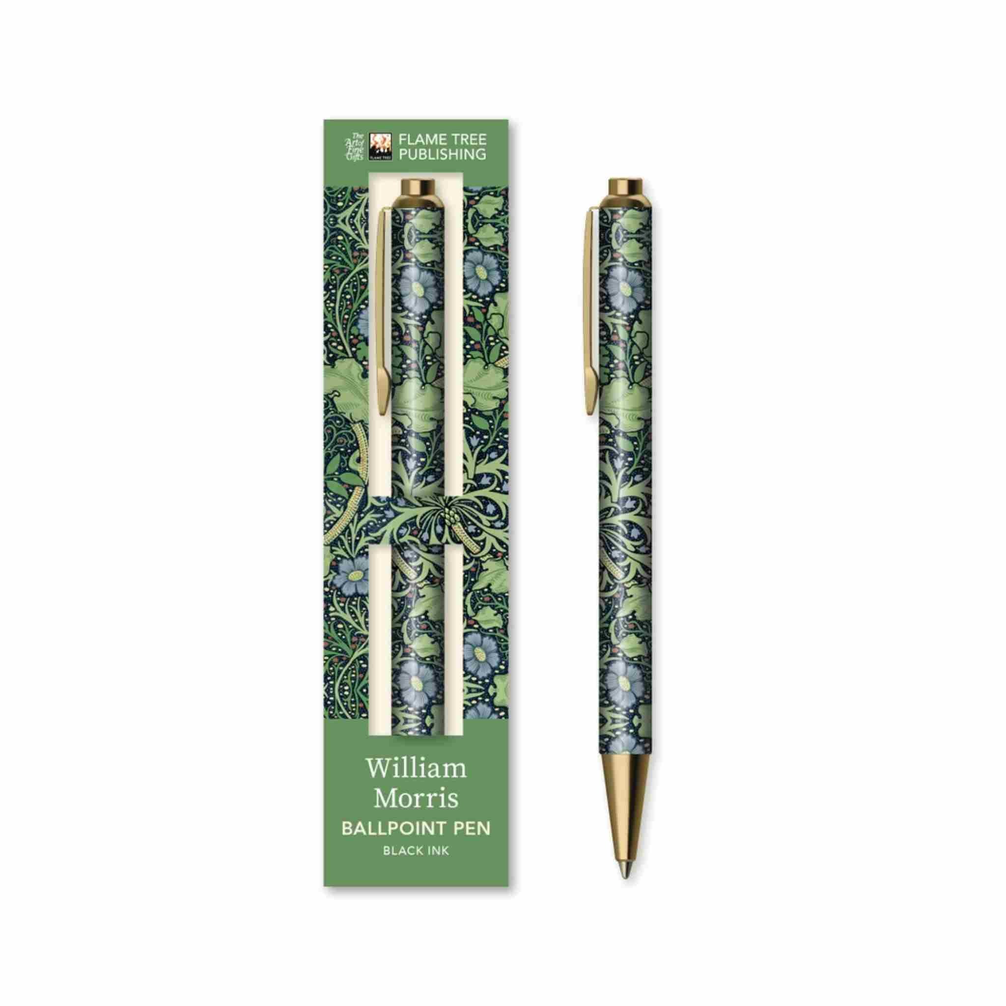 A boxed William Morris Seaweed Decorative Ballpoint Pen_1 Green