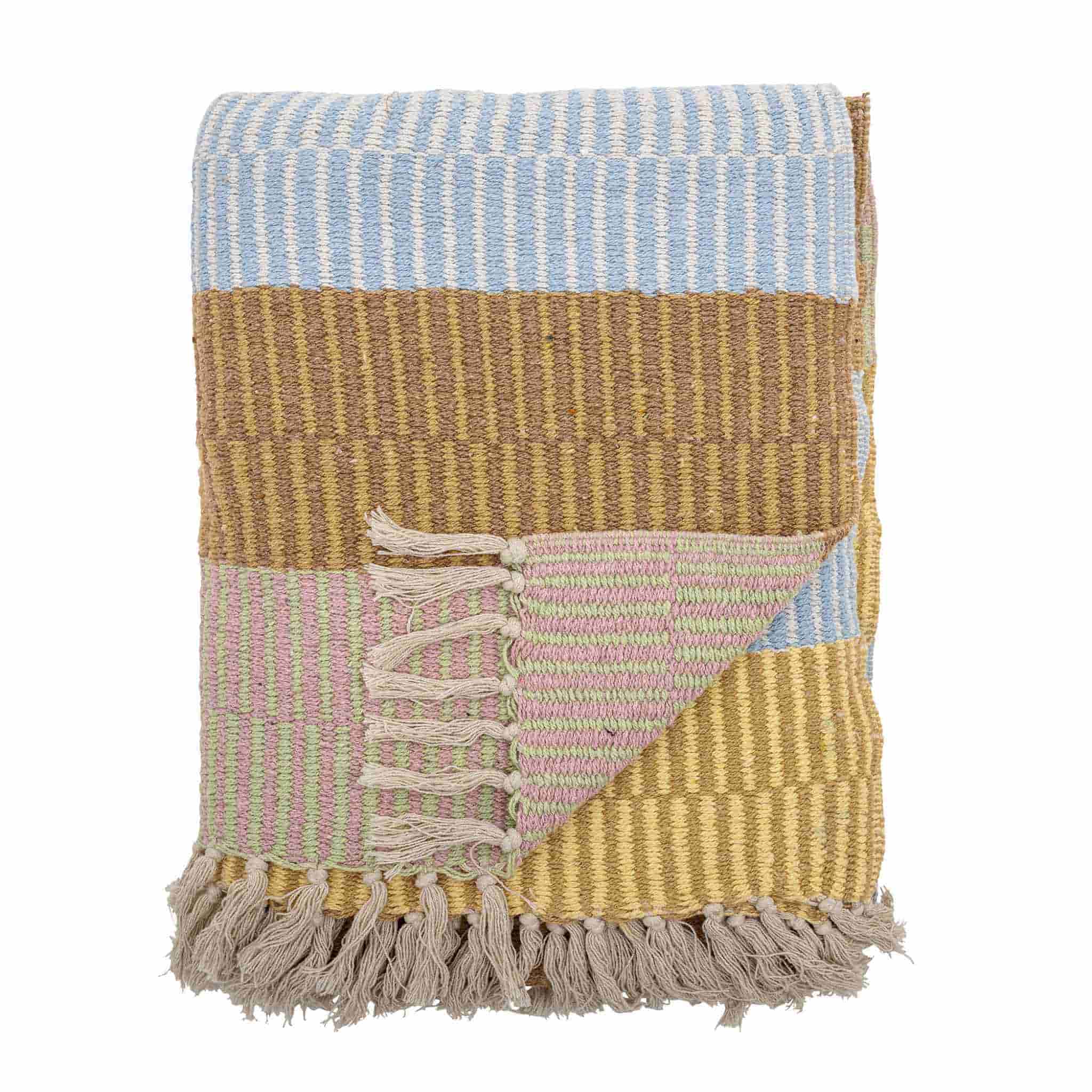 Yellow Multi Coloured Stripe throw
