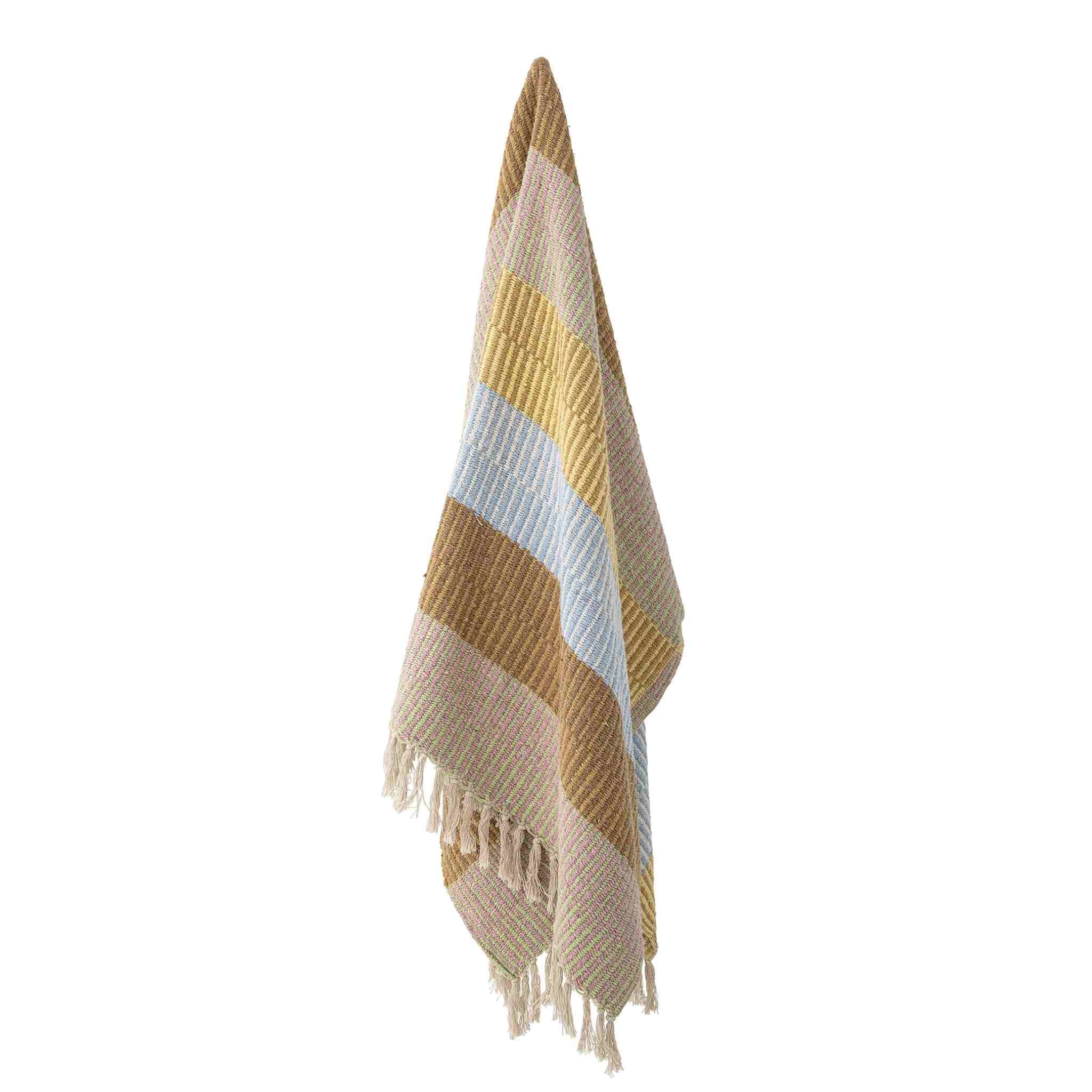 Yellow Multi Coloured Stripe throw