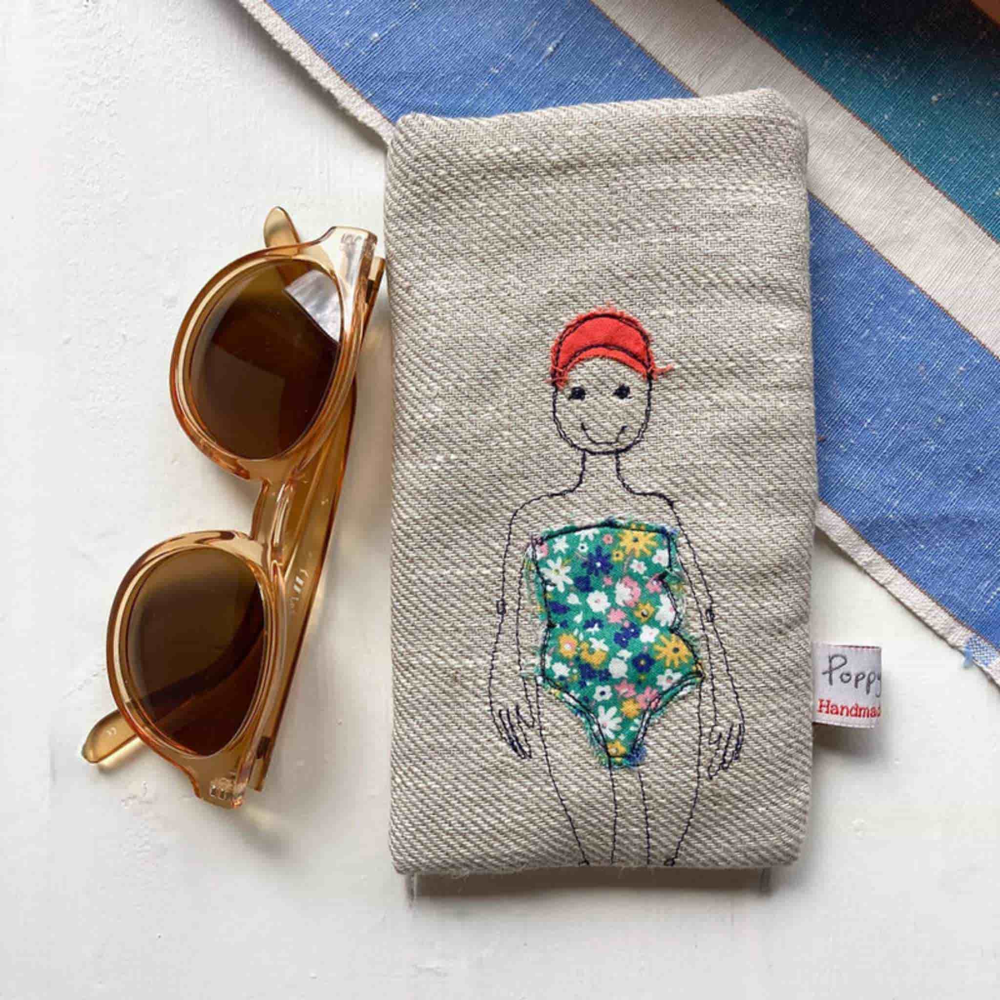 bather embroidered sunglasses case 