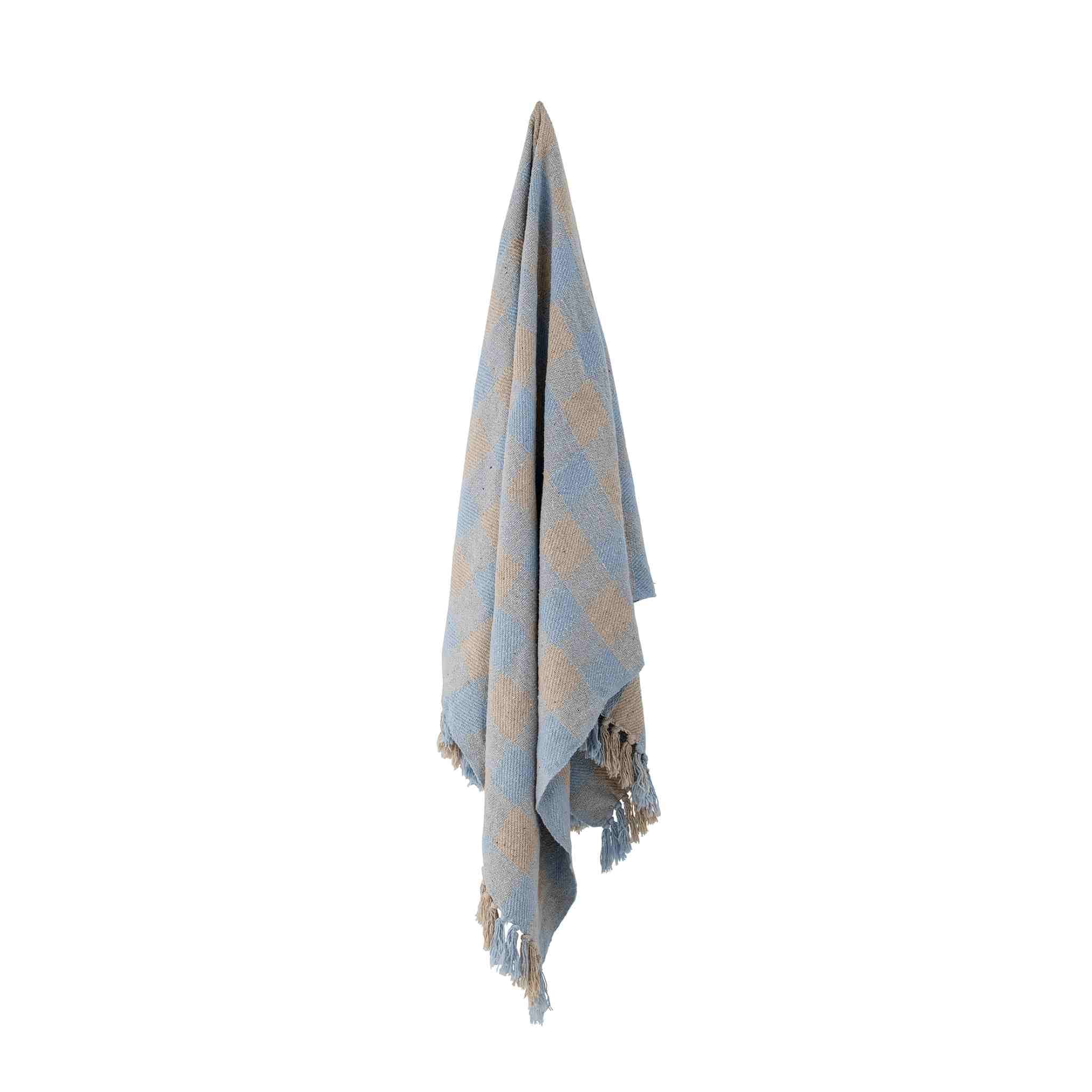 Light Blue Checked Cotton Throw
