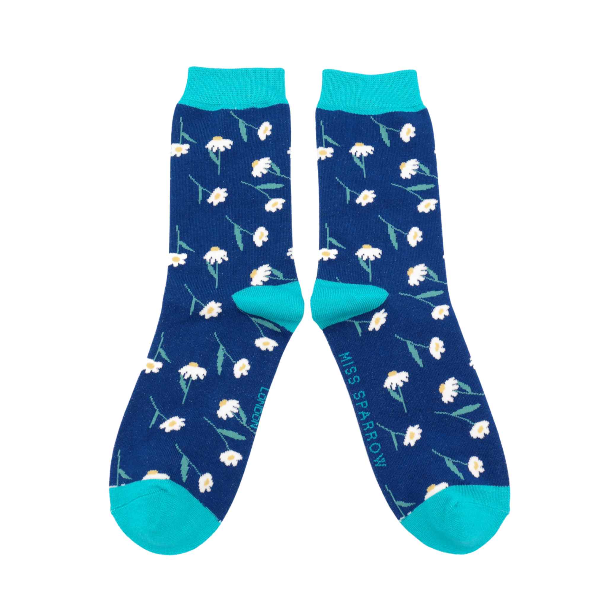 dark blue daisies socks