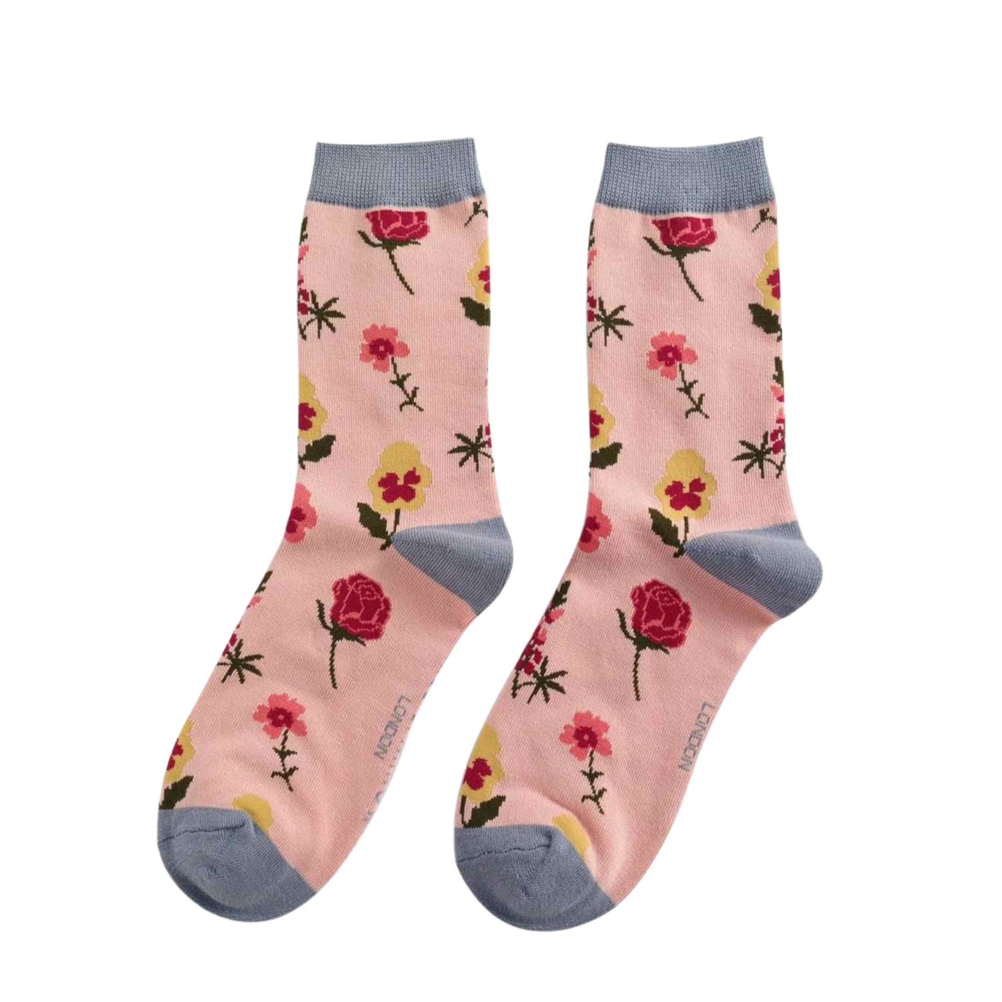pink floral socks