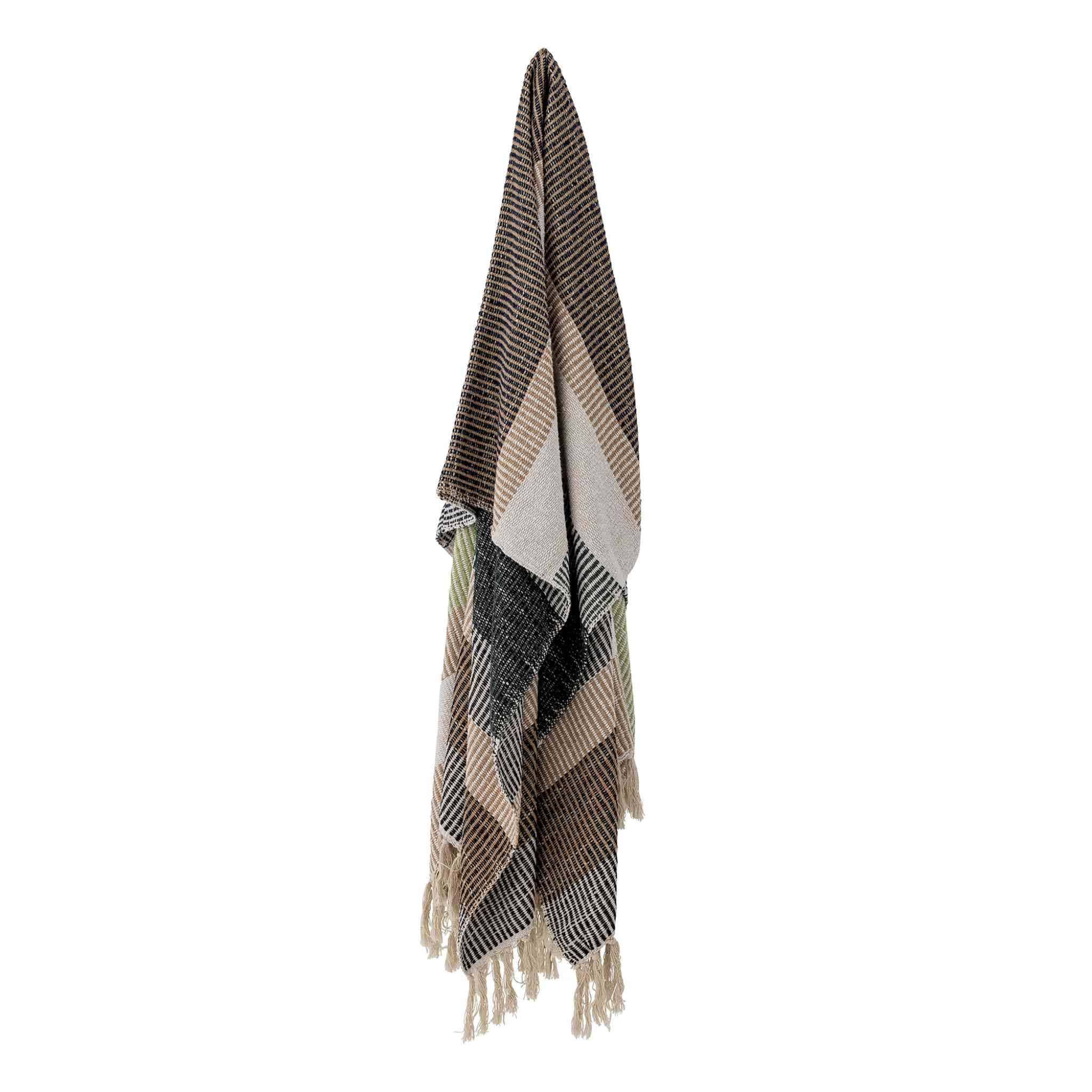 Multi Coloured Stripe Cotton Throw | Brown