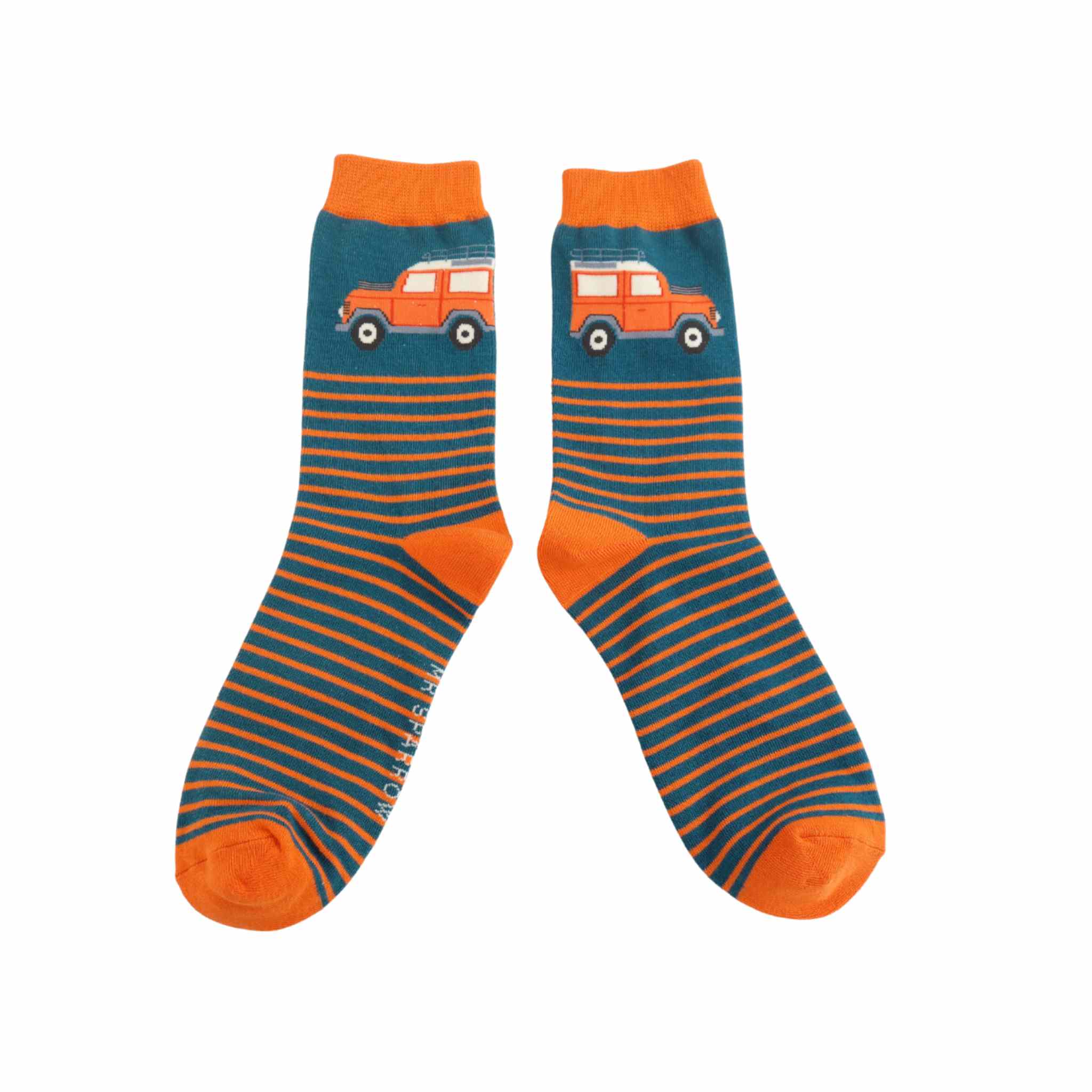 teal and orange jeep stripes socks
