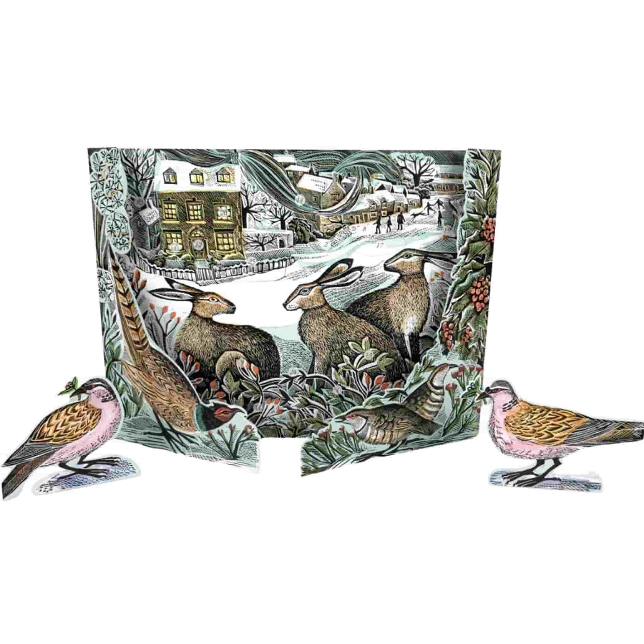 Freestanding We Three Hares Advent Calendar