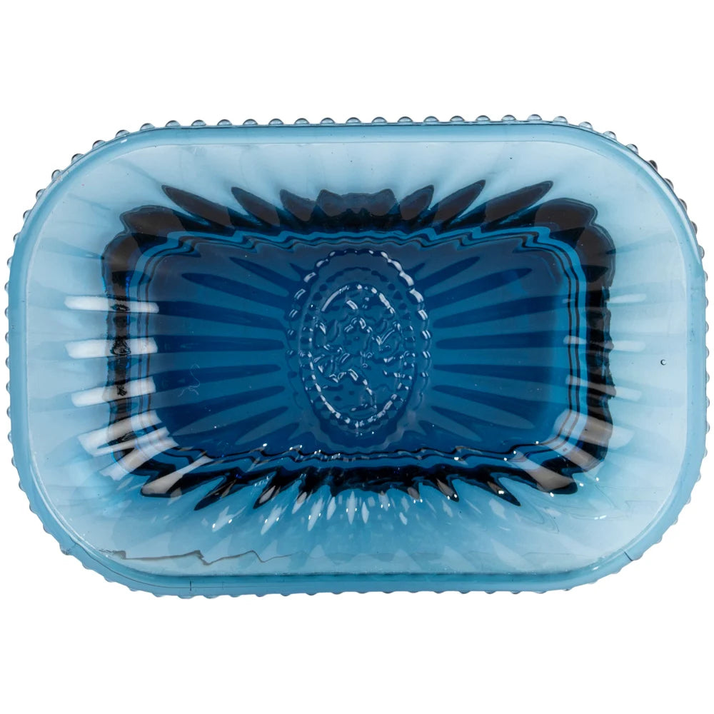 blue glass soap dish