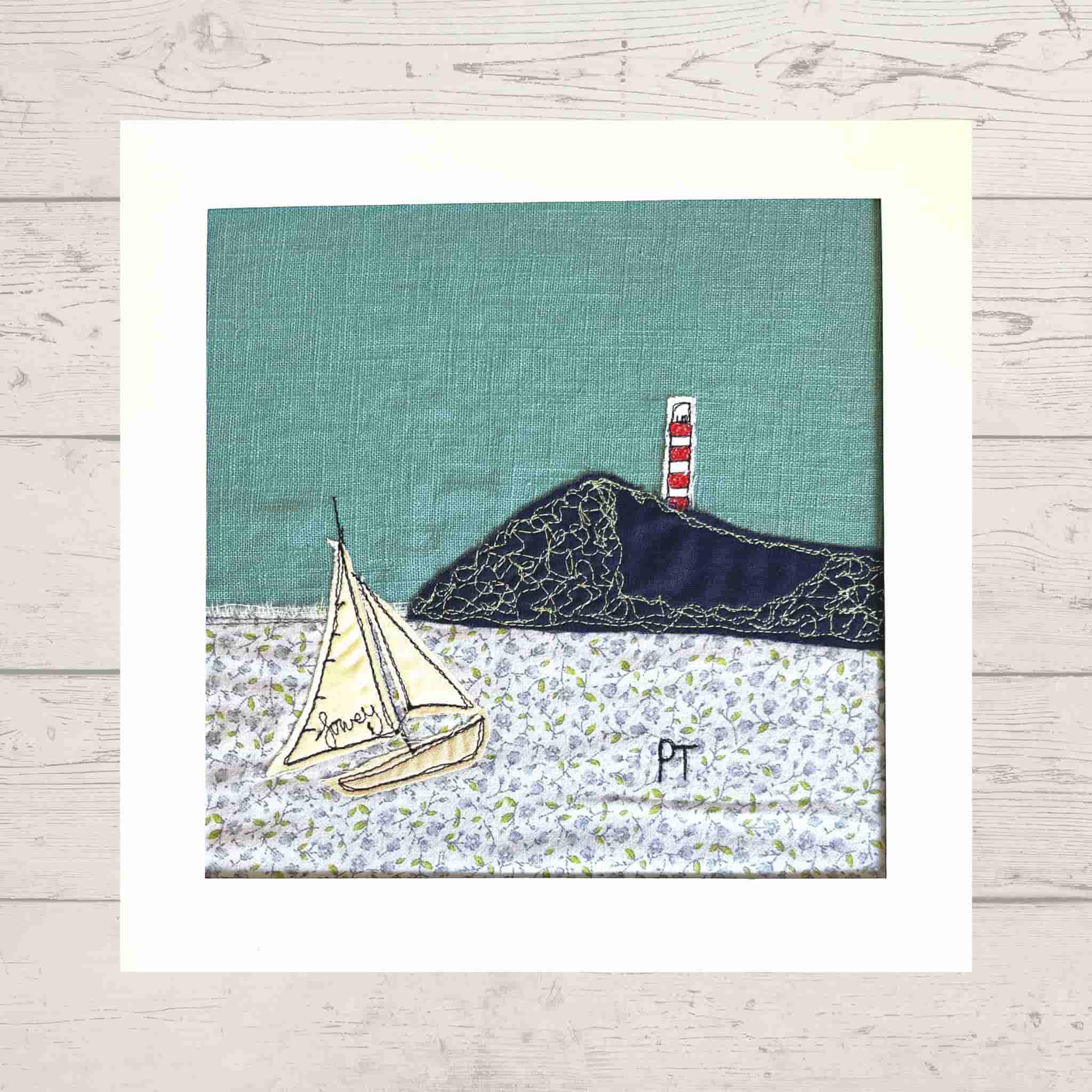 Fowey Gribbin Embroidered Picture Poppy Treffry