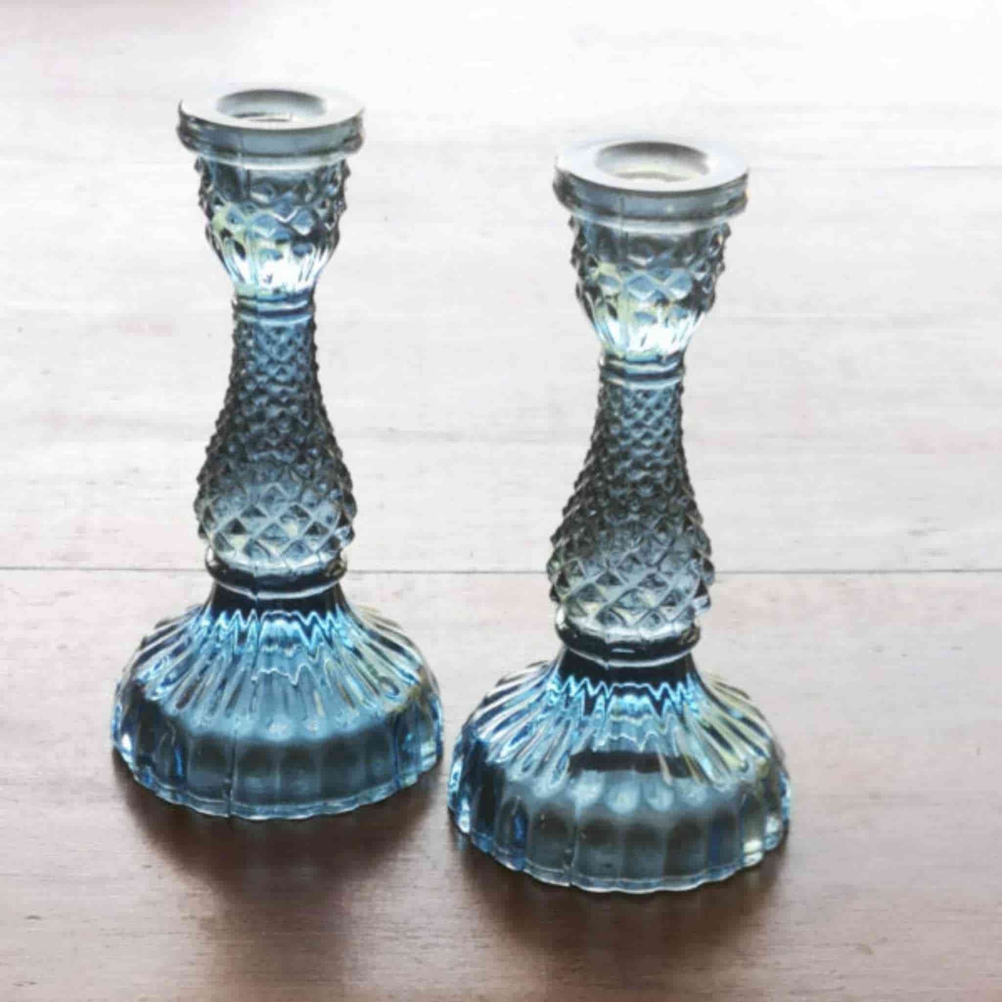 Ink Blue Glass Candle Stick