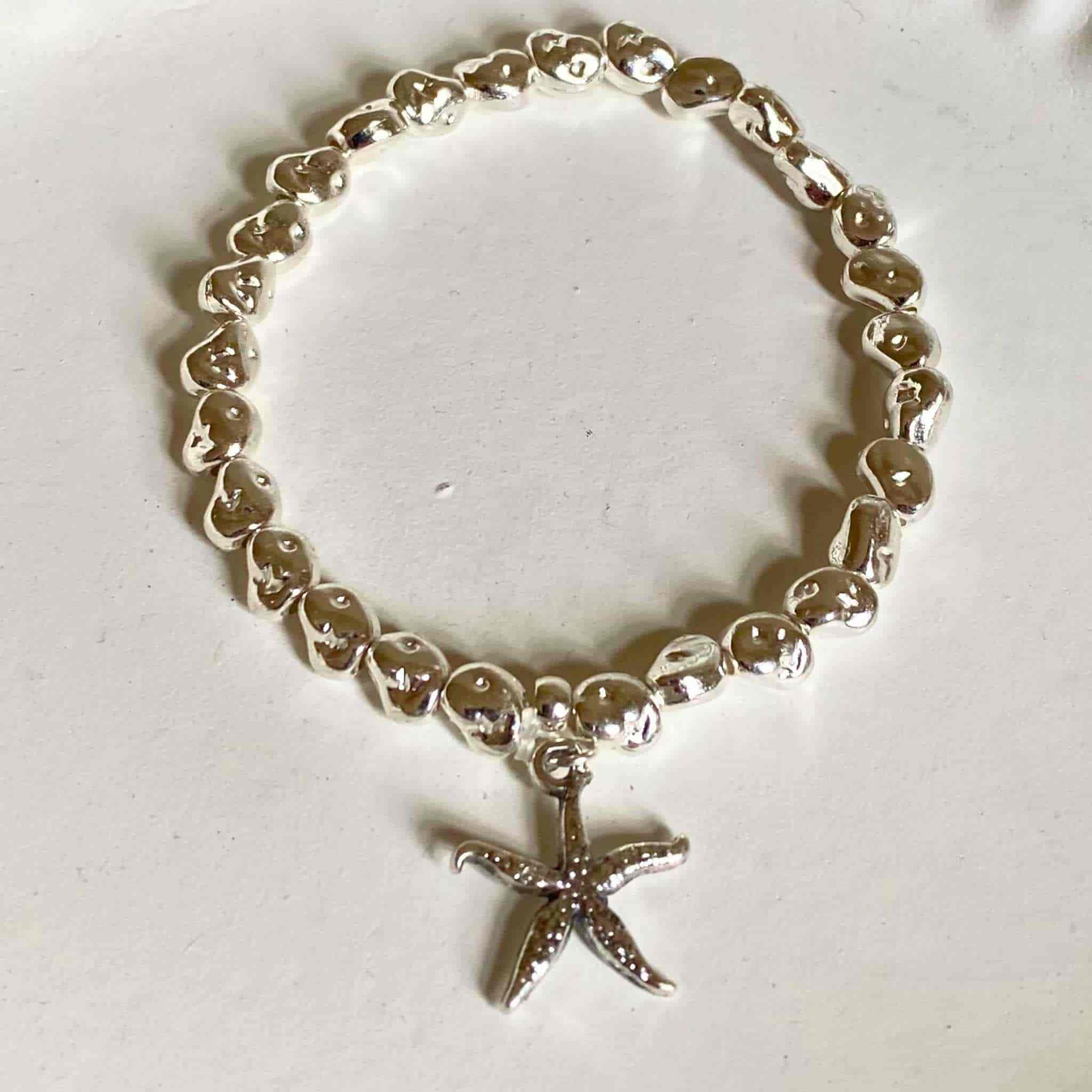 Elasticated Nugget Bracelet with Starfish Charm