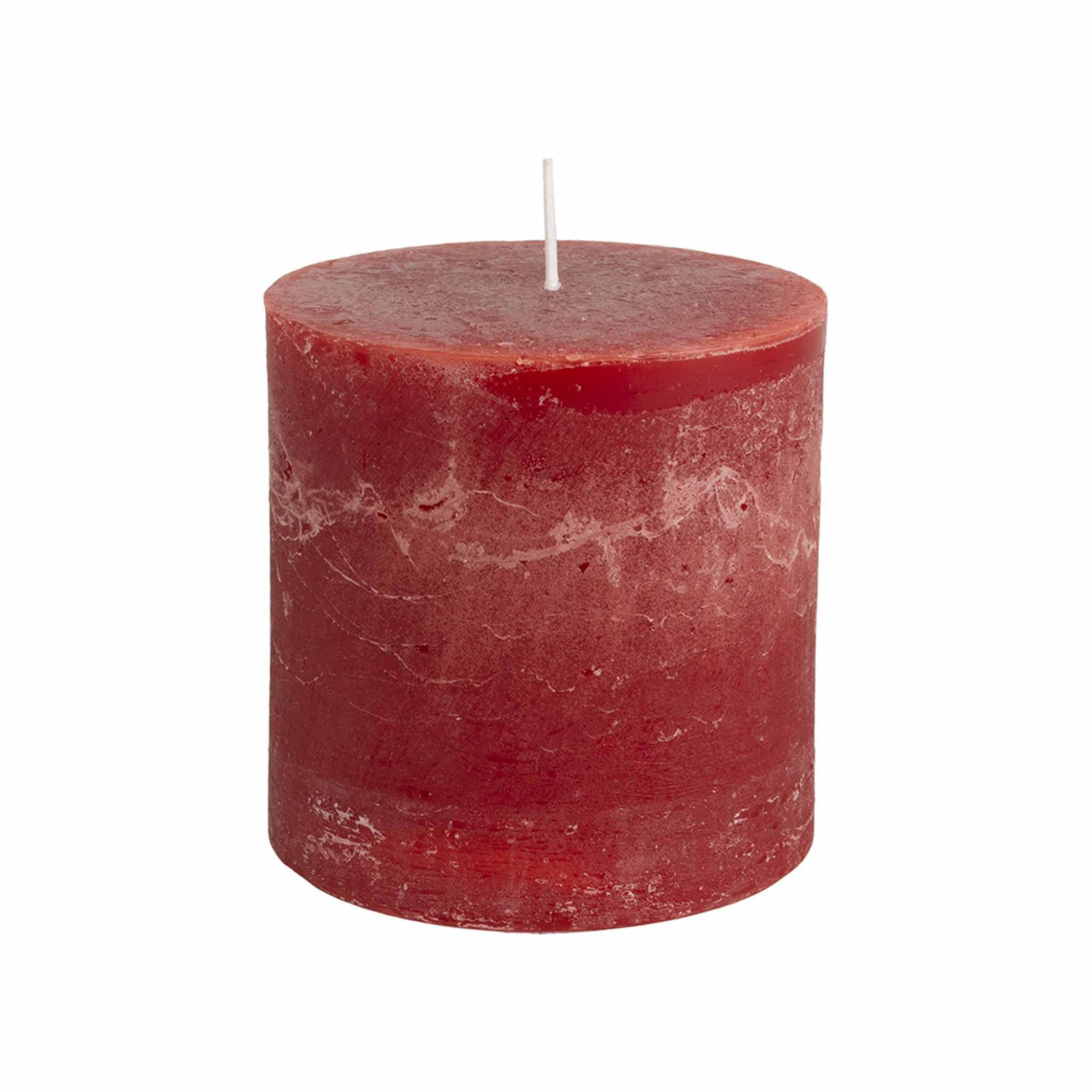 Lipstick Red Rustic Pillar Candle