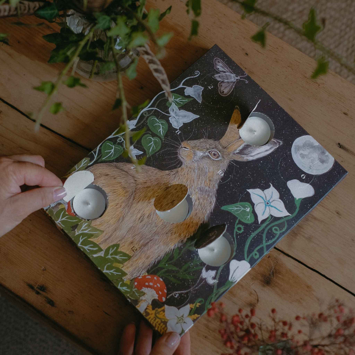 Winter Hare Tealight Advent Calendar