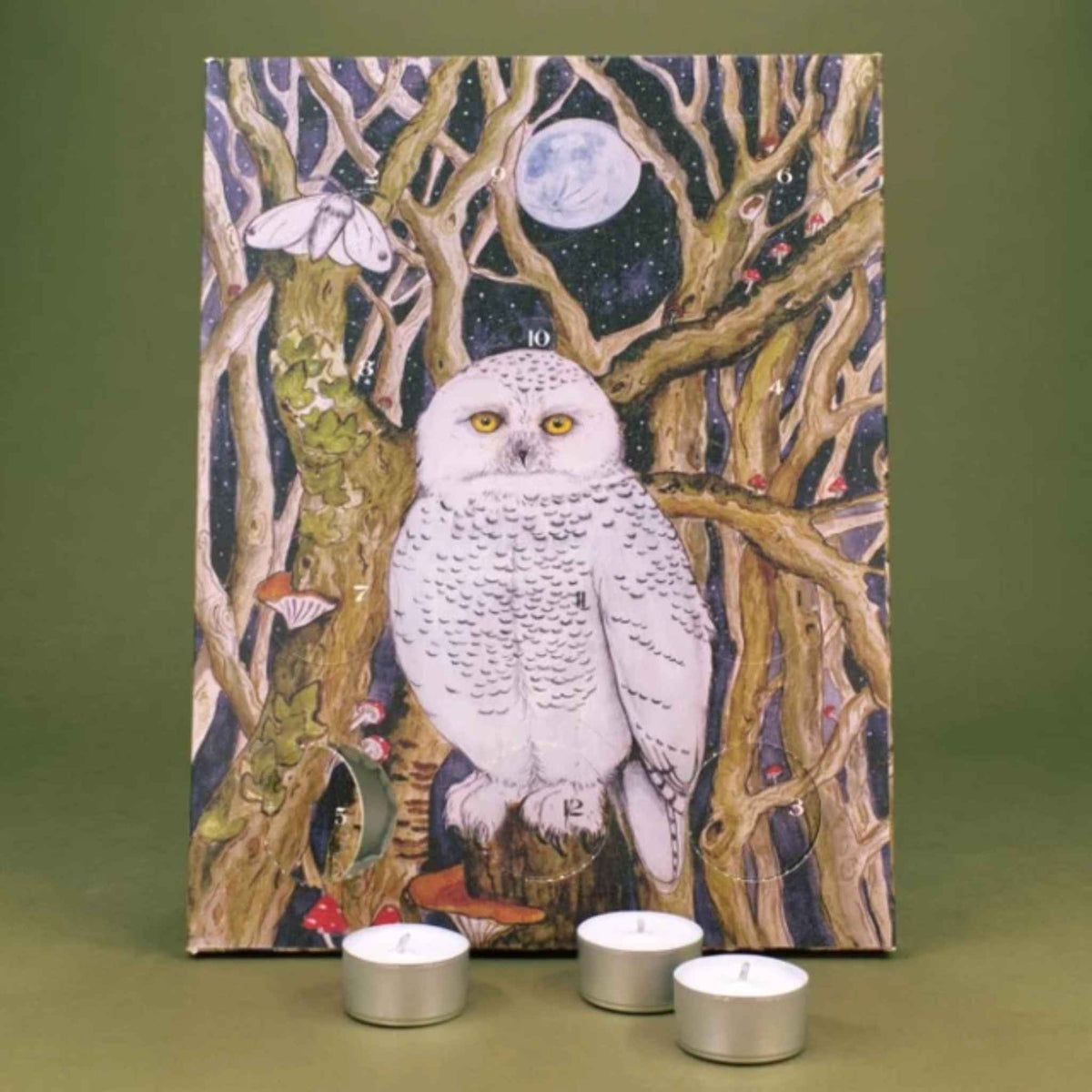 Snowy Owl Tealight Advent Calendar