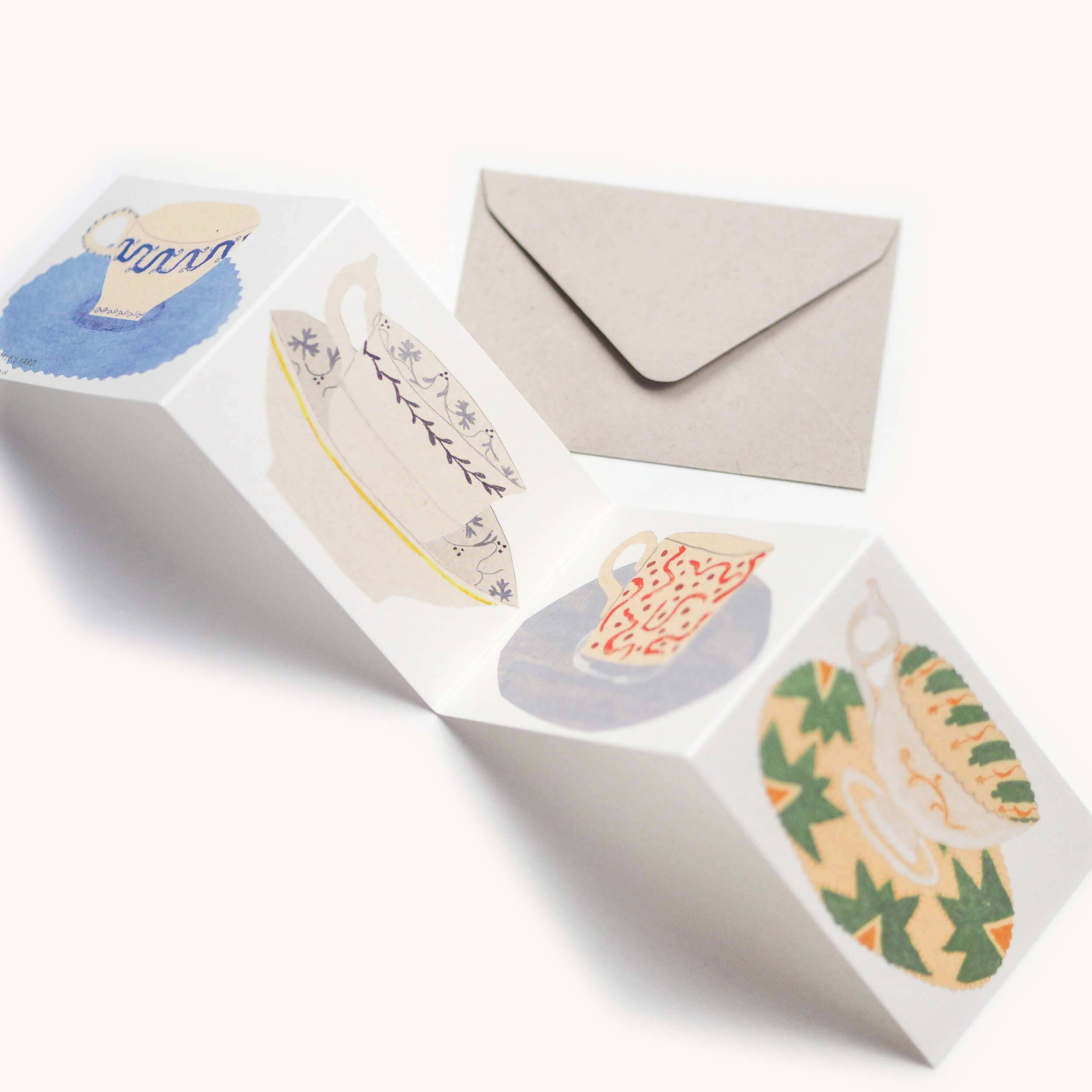Tea Cups Concertina Card