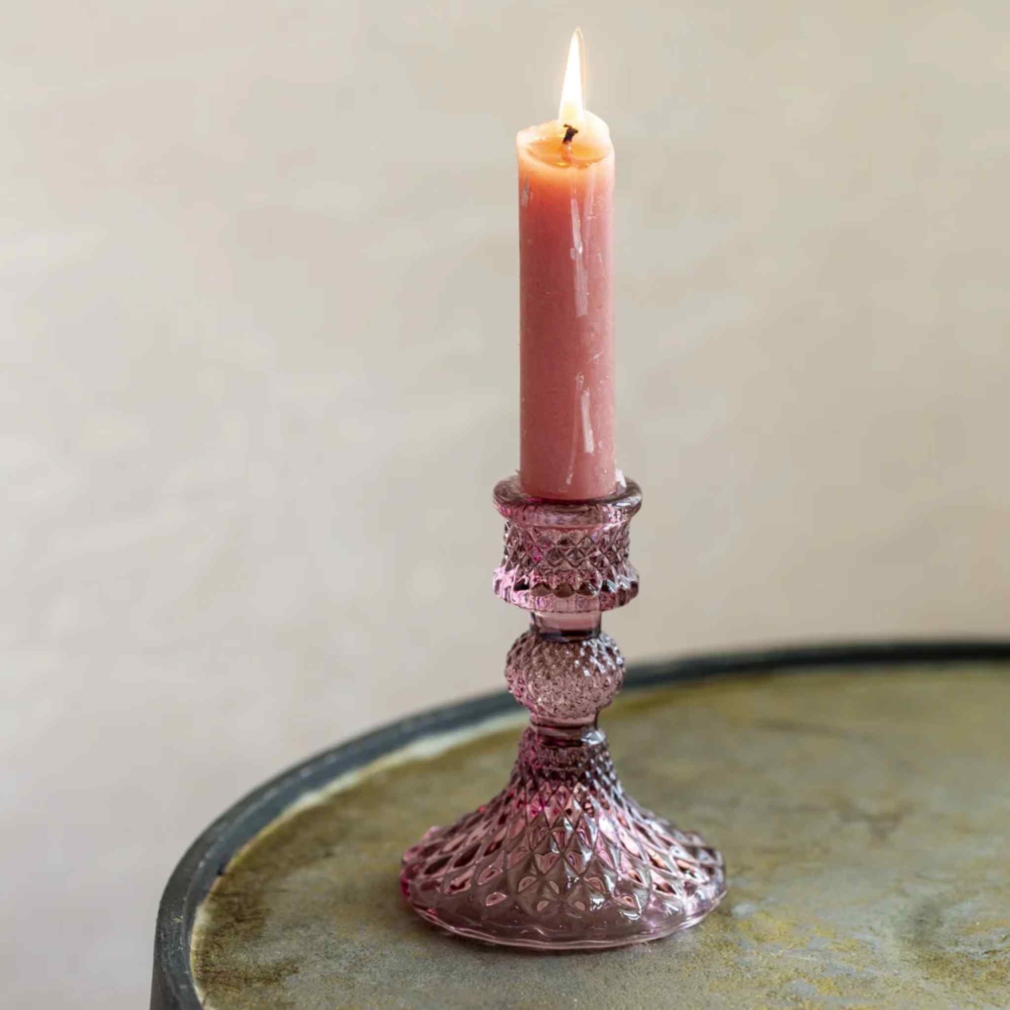 Purple Glass Candlestick