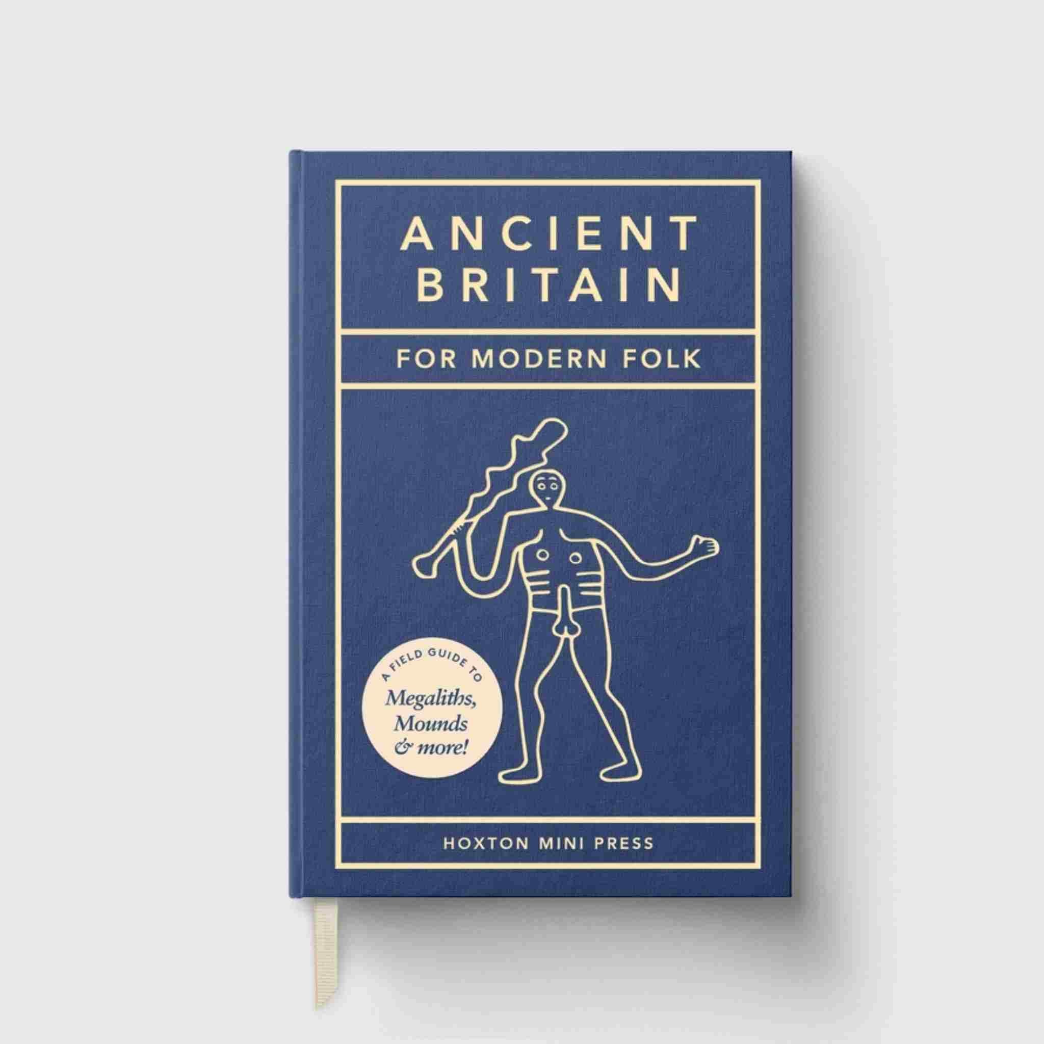 Book titled 'Ancient Britain for Modern Folk' with a blue cover and white text on a light gray background