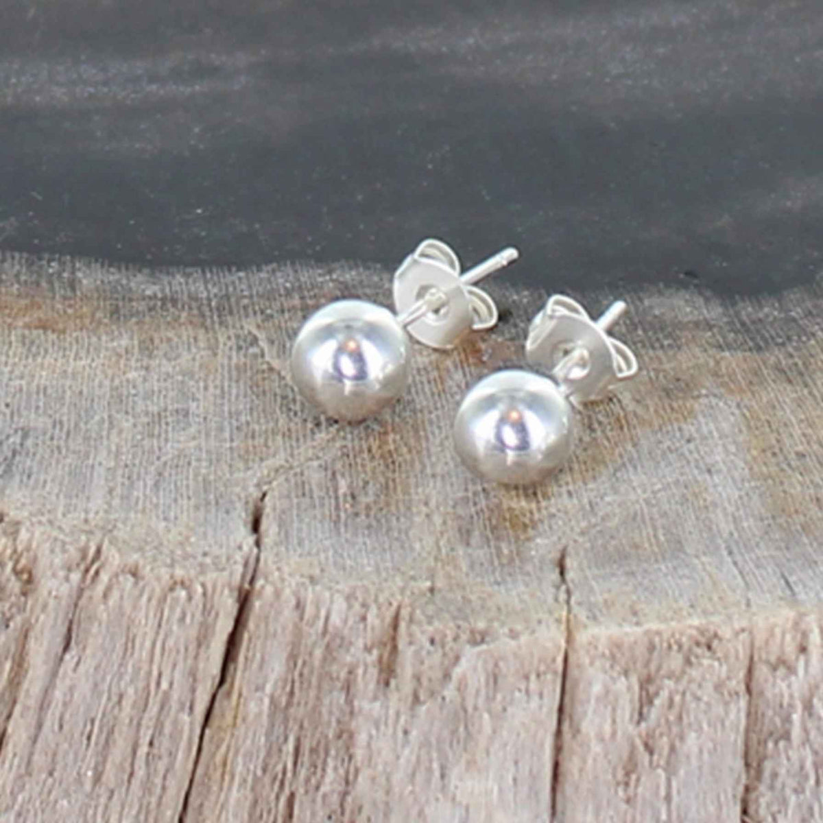 Ball Stud Earrings | Silver Plate